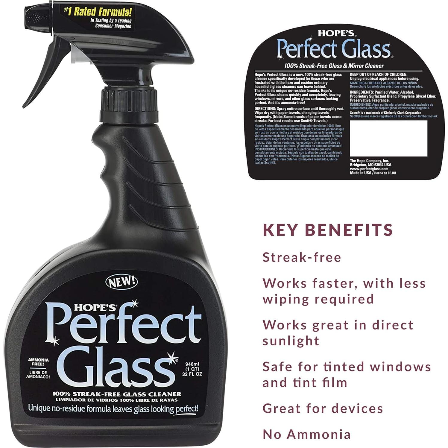 Limpiador de Vidrio Perfecto Hope's 946 ml Sin Rayas y Amoníaco
