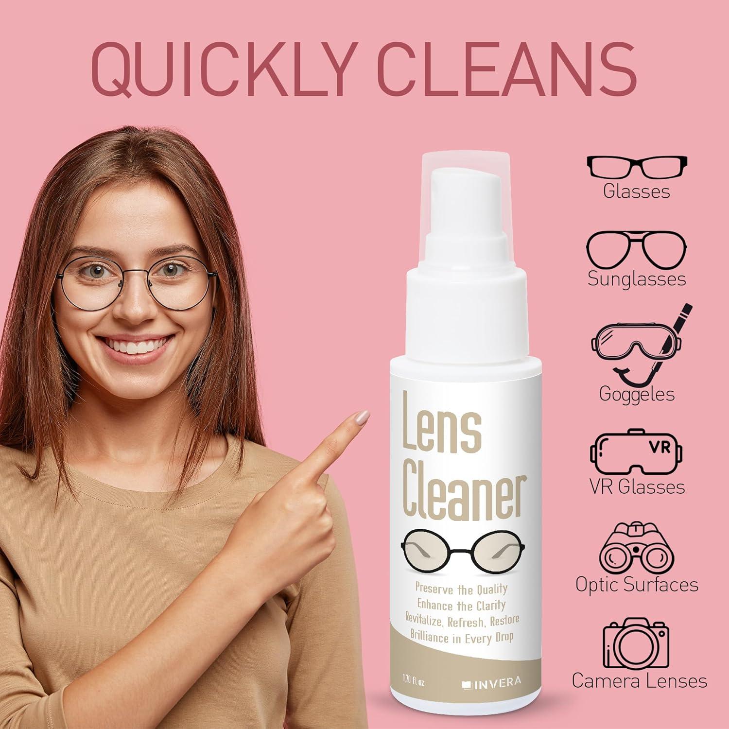 Kit Limpiador de Gafas INVERA 50 ml con Paño Microfibra