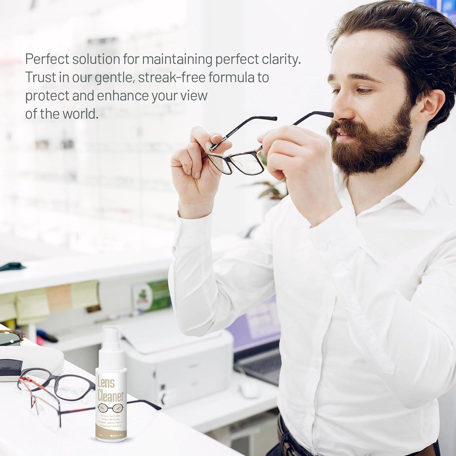 Kit Limpiador de Gafas INVERA 50 ml con Paño Microfibra