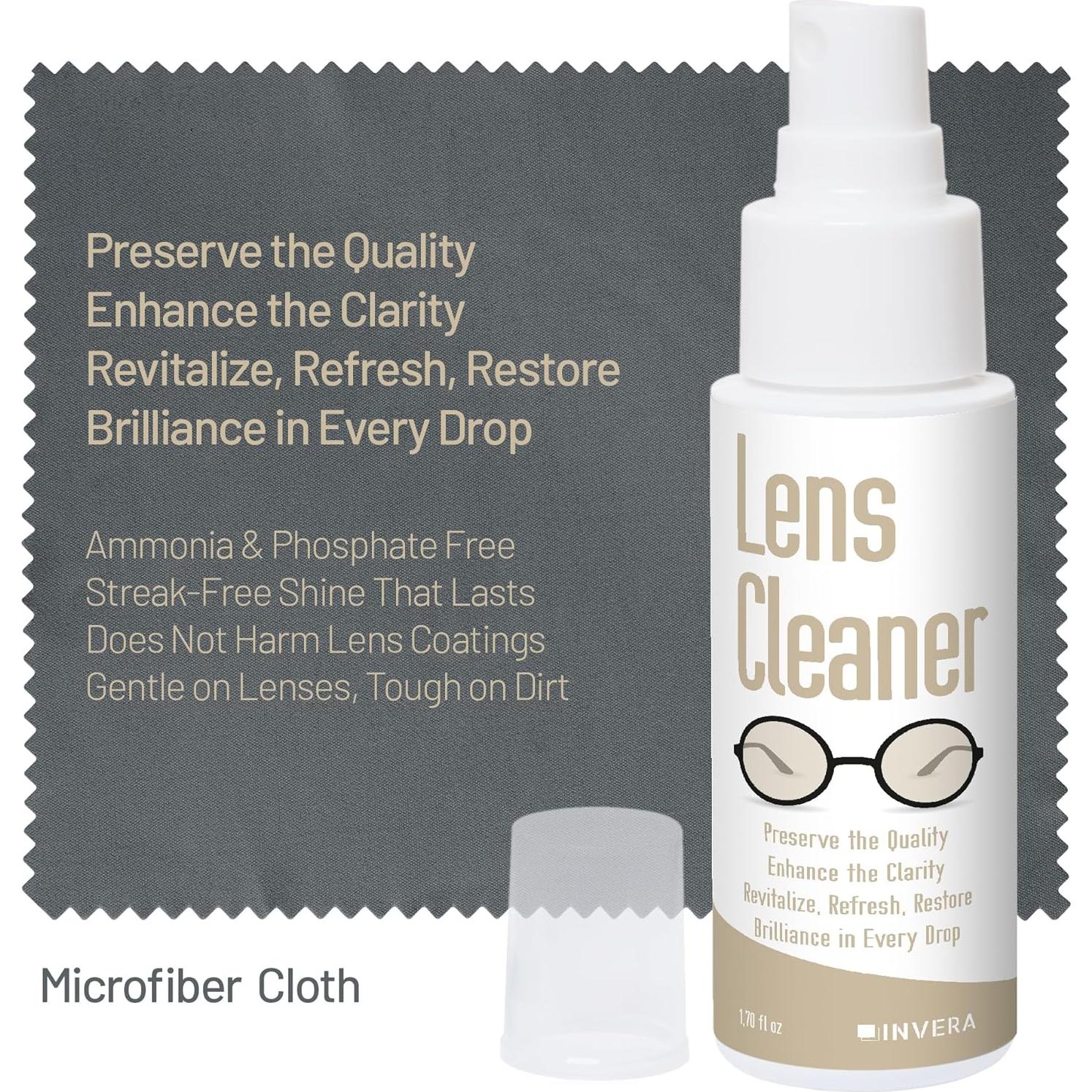 Kit Limpiador de Gafas INVERA 50 ml con Paño Microfibra