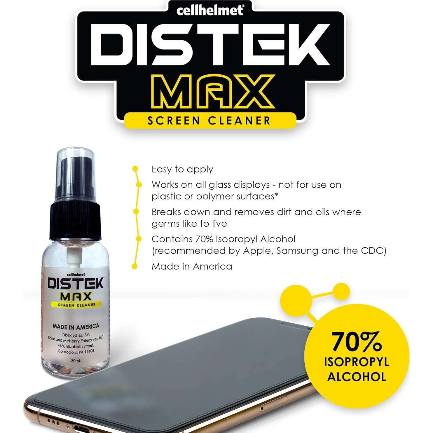 Limpiador de Pantallas Cellhelmet Distek Max 30 mL - Alcohol 70%