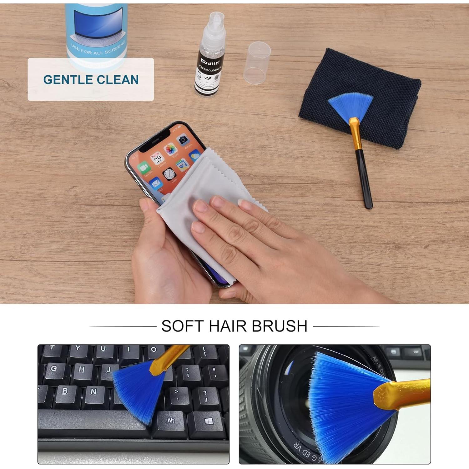 Kit de Limpieza de Pantallas Cadith 500ml con Paños Microfibra