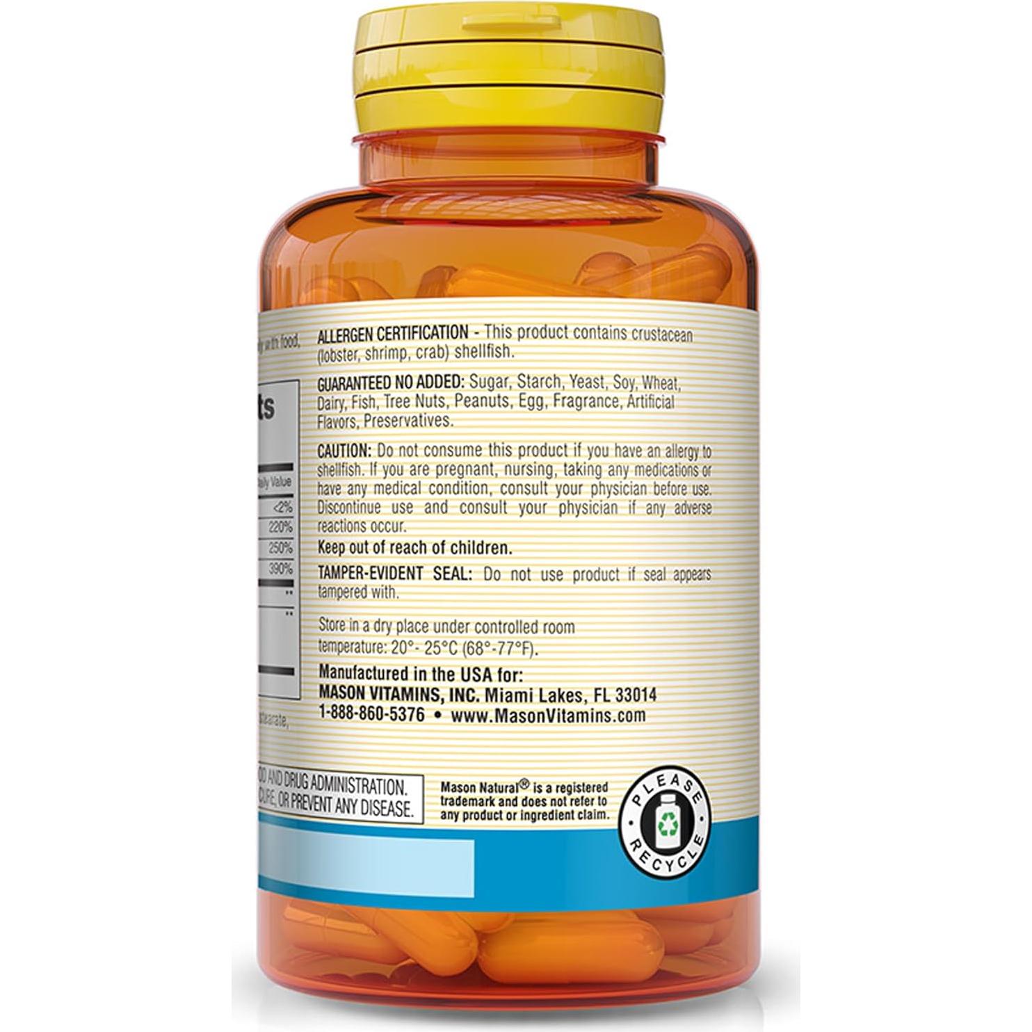 Mason Natural Glucosamina Condroitina Vitamina D3 160 Cápsulas