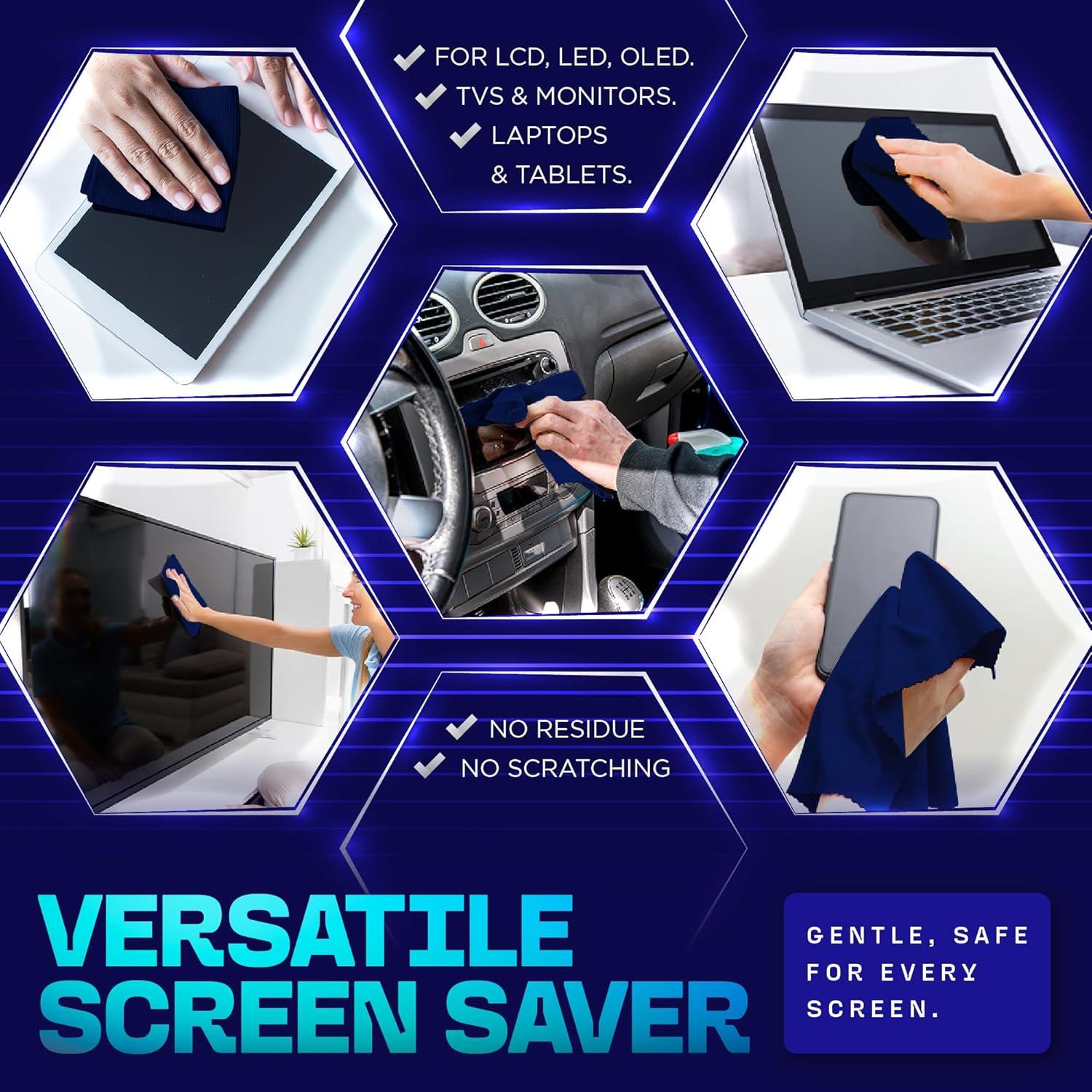 Kit Limpiador de Pantallas UltraVue - 0.47L + 3 Paños Microfibra