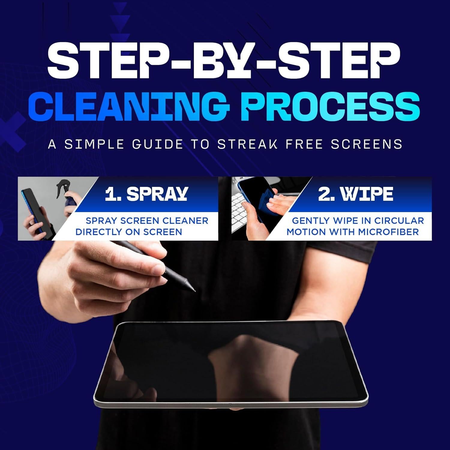 Kit Limpiador de Pantallas UltraVue - 0.47L + 3 Paños Microfibra