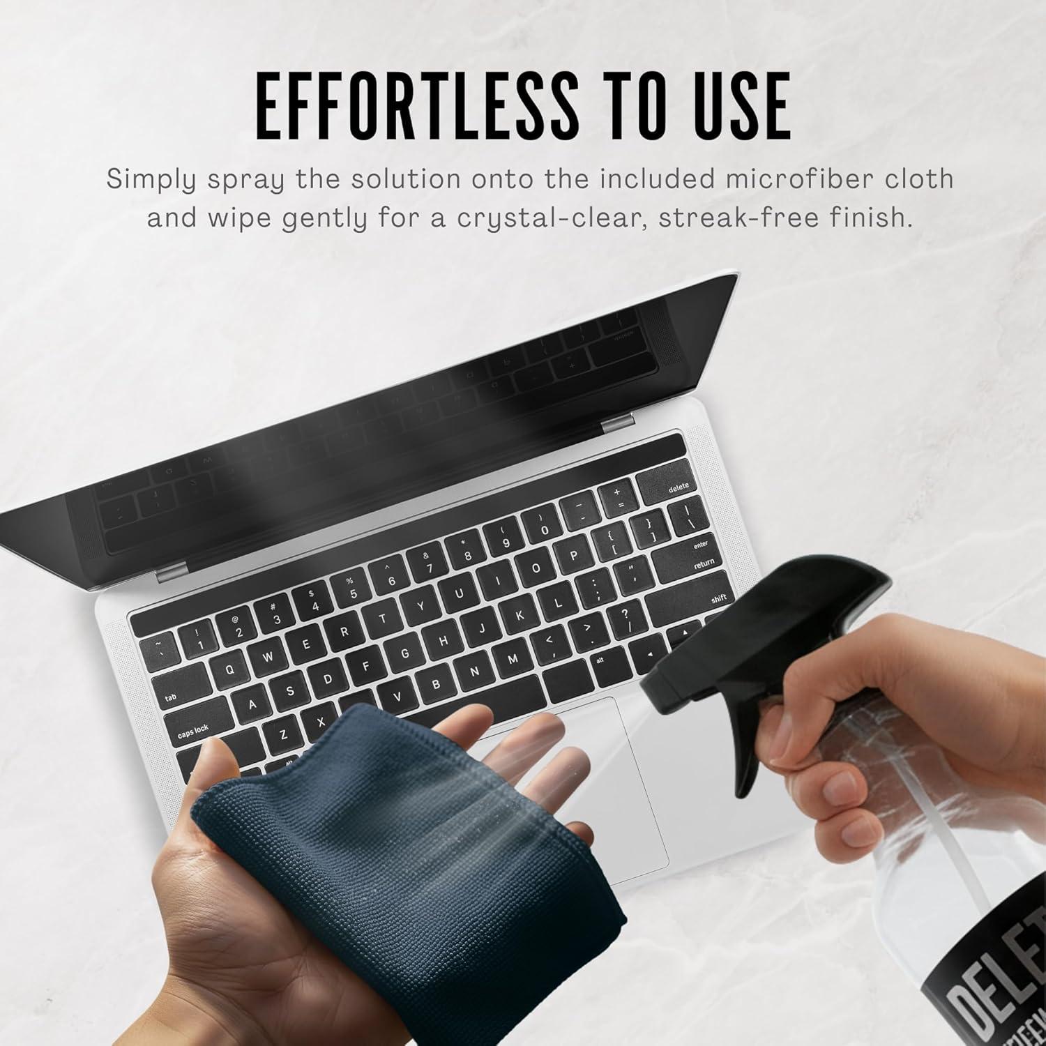 Kit Limpiador de Pantallas Delete 453.6ml + Paño Microfibra 30.48cm