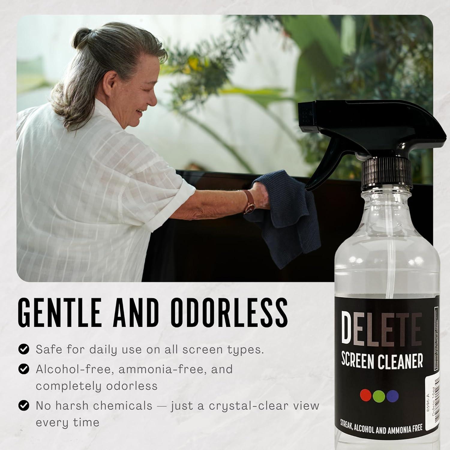 Kit Limpiador de Pantallas Delete 16oz y 2oz con Paño Microfibra