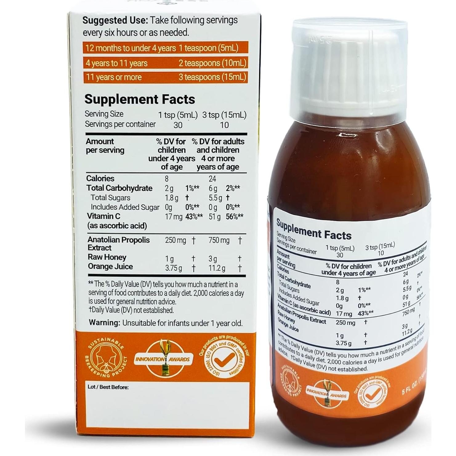 Jarabe para la Tos BEE and You con Propóleos y Vitamina C 148 ml