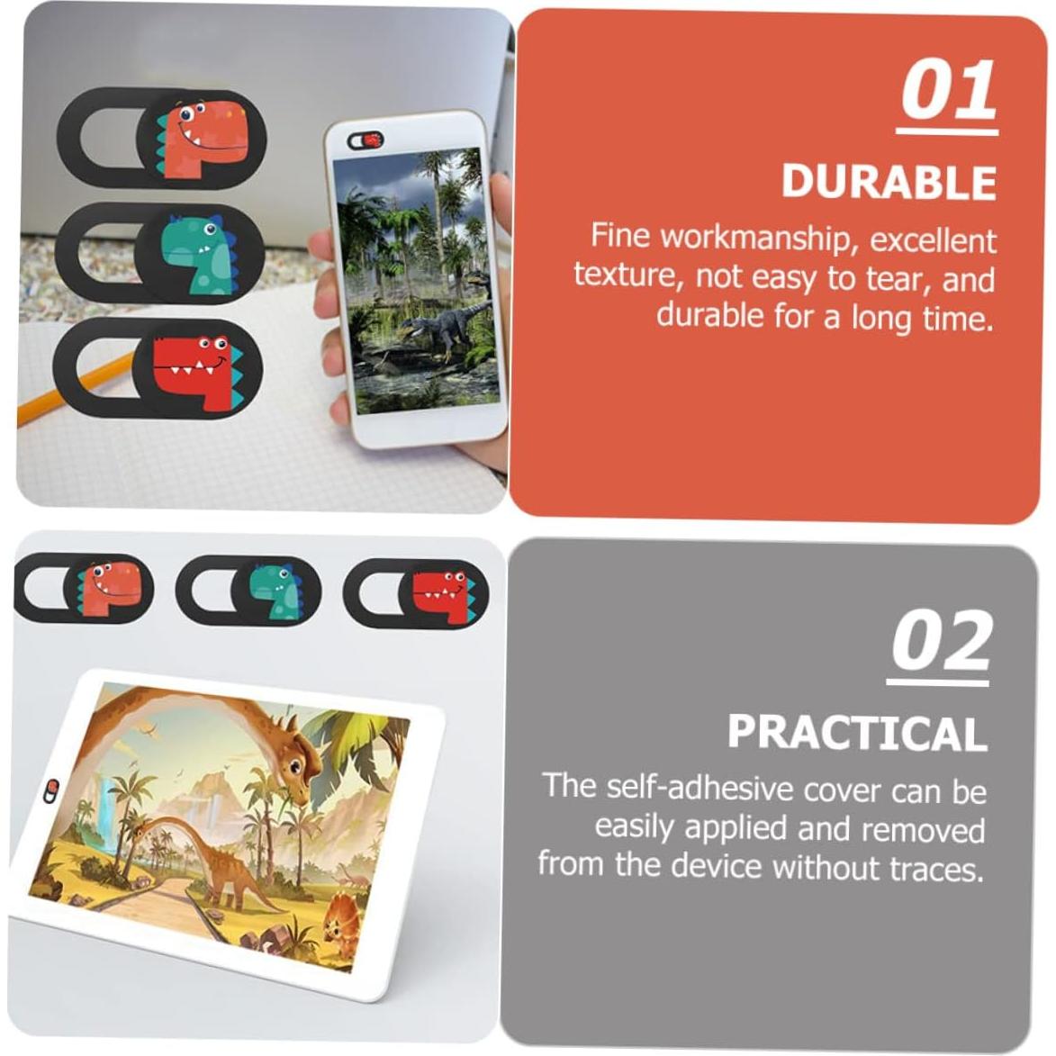 Cubiertas de Privacidad para Webcam Artibetter - 3 Piezas Diseño Dinosaurio