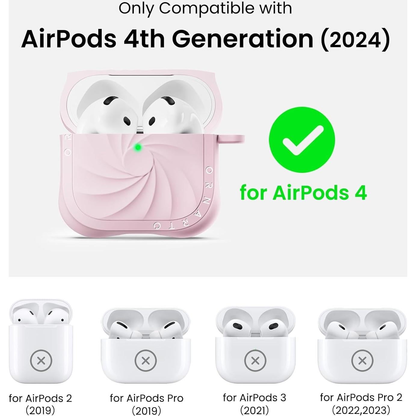 Funda Silicona ORNARTO Vortex para AirPods 4ta Gen - Rosa Tiza