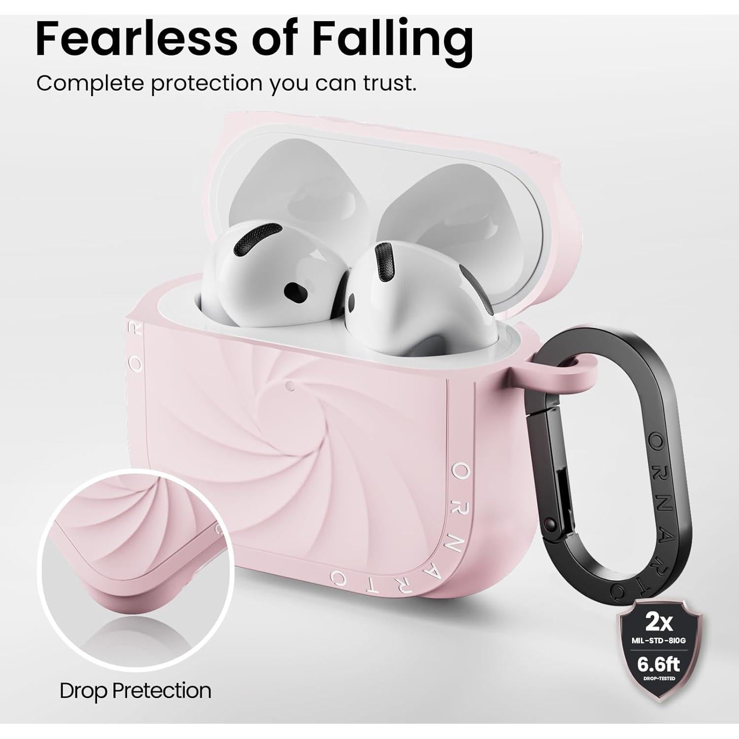 Funda Silicona ORNARTO Vortex para AirPods 4ta Gen - Rosa Tiza