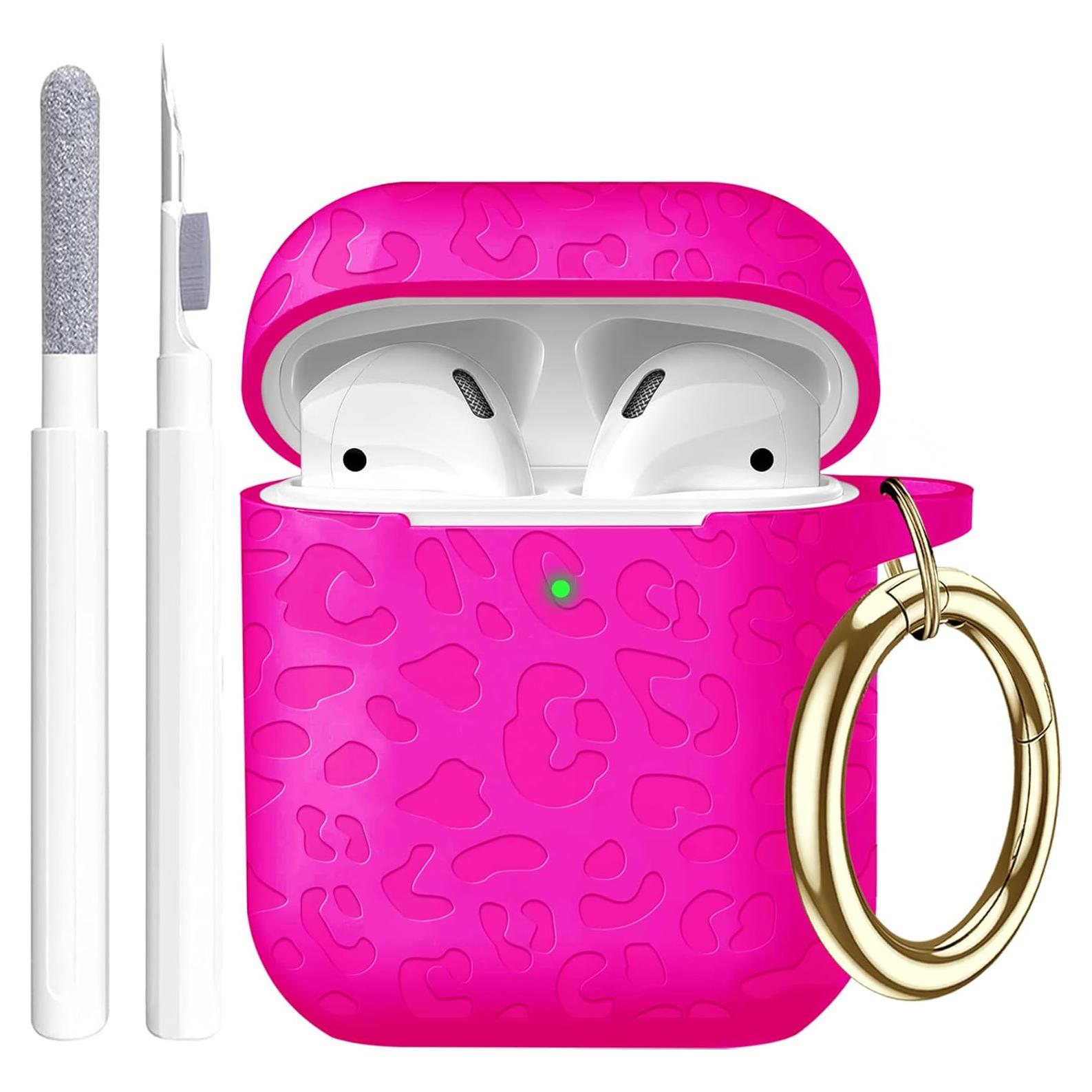 Funda de Silicona Gawnock para Airpods 2ª/1ª Leopardo Rosa