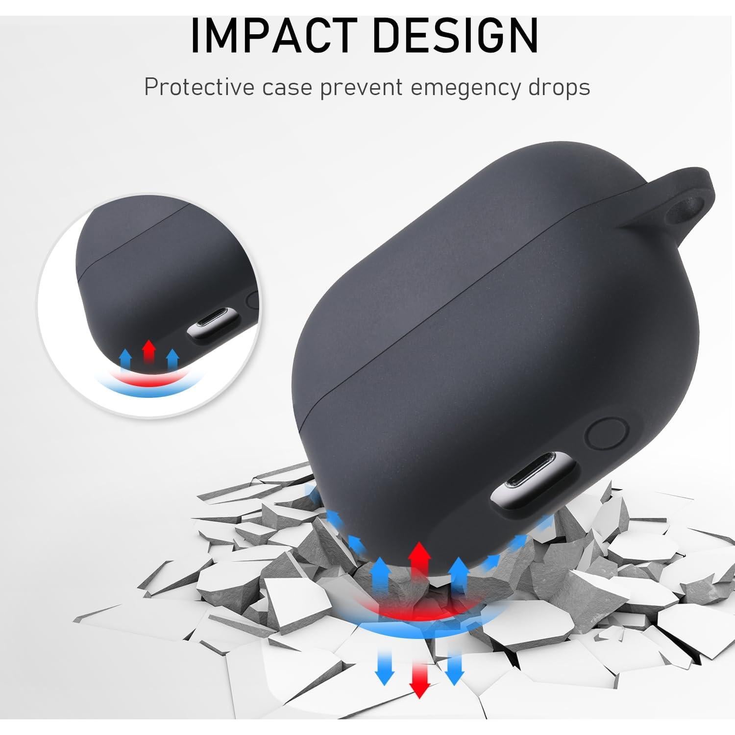 Maxjoy for Apple Airpods 4th Generation Case Cover(2024), Silicone Case with Cleaner Kit & Keychain Compatible Compatible with Airpods 4 case for Women,Men(Black)