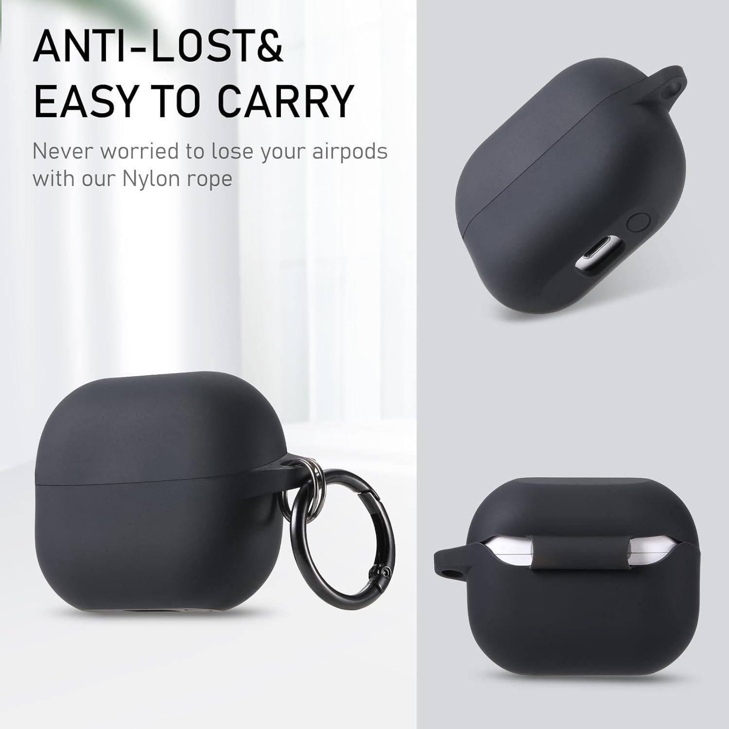 Maxjoy for Apple Airpods 4th Generation Case Cover(2024), Silicone Case with Cleaner Kit & Keychain Compatible Compatible with Airpods 4 case for Women,Men(Black)