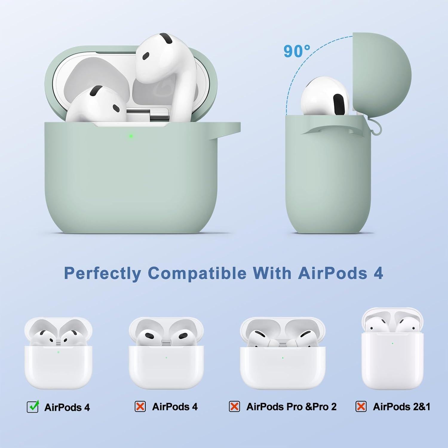 Funda Vanjua Silicona Suave para AirPods 4 - Verde Niebla