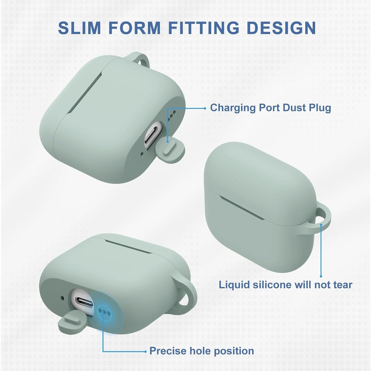 Funda Vanjua Silicona Suave para AirPods 4 - Verde Niebla