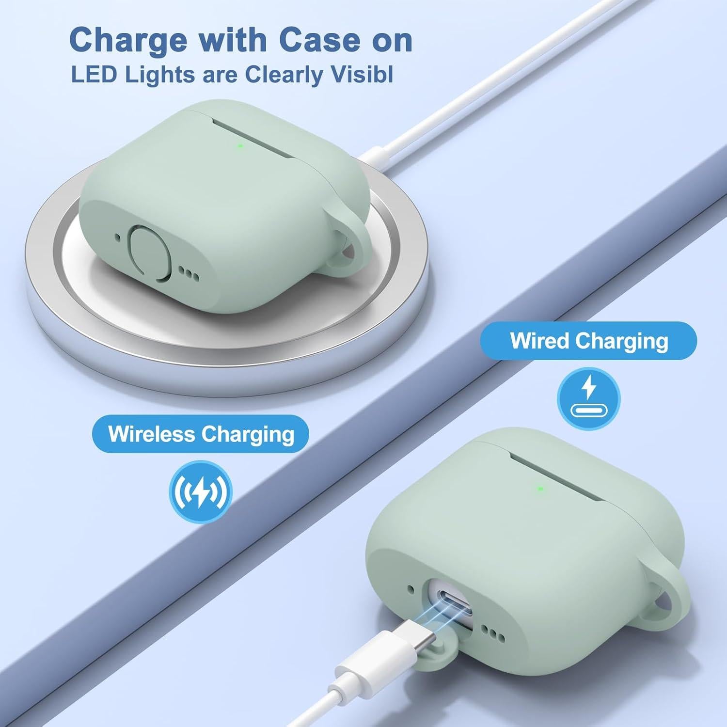 Funda Vanjua Silicona Suave para AirPods 4 - Verde Niebla