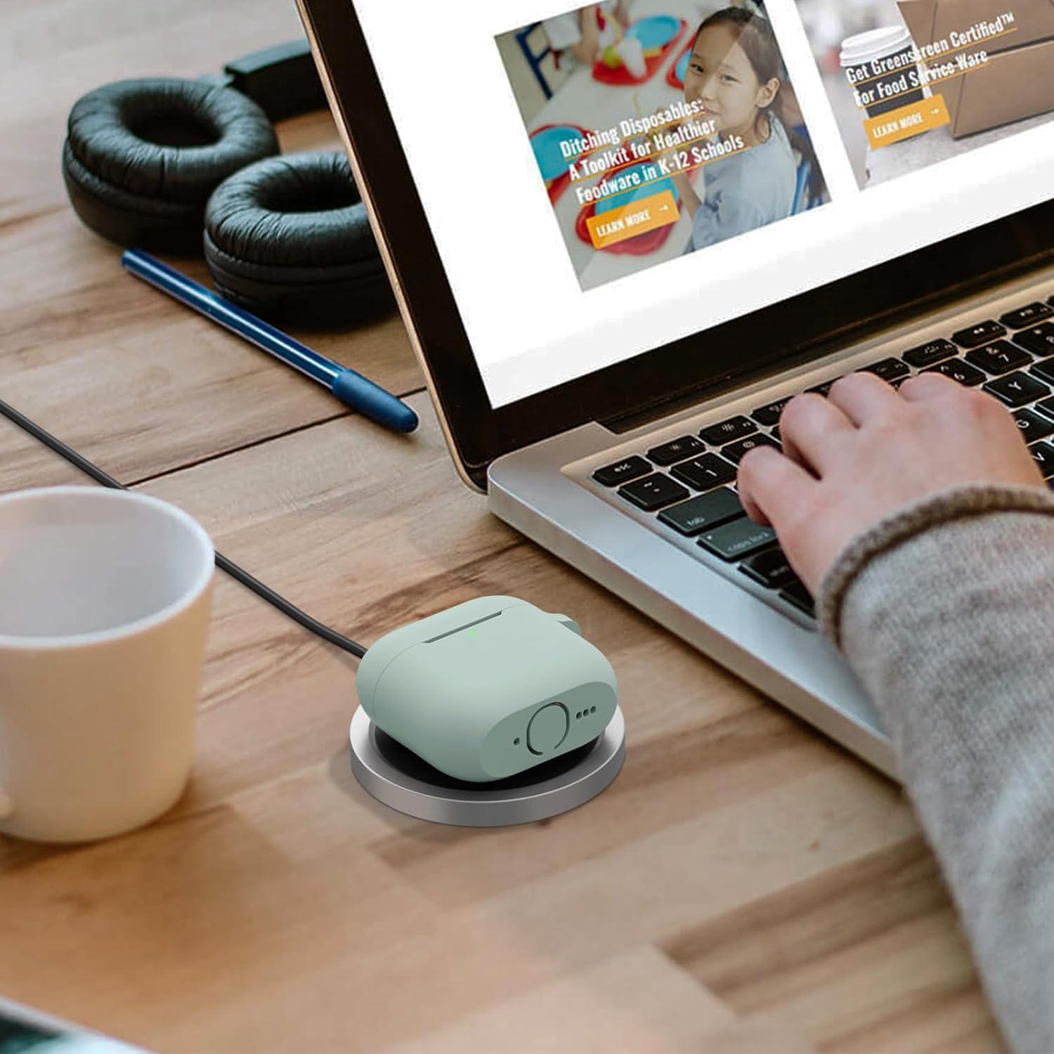 Funda Vanjua Silicona Suave para AirPods 4 - Verde Niebla