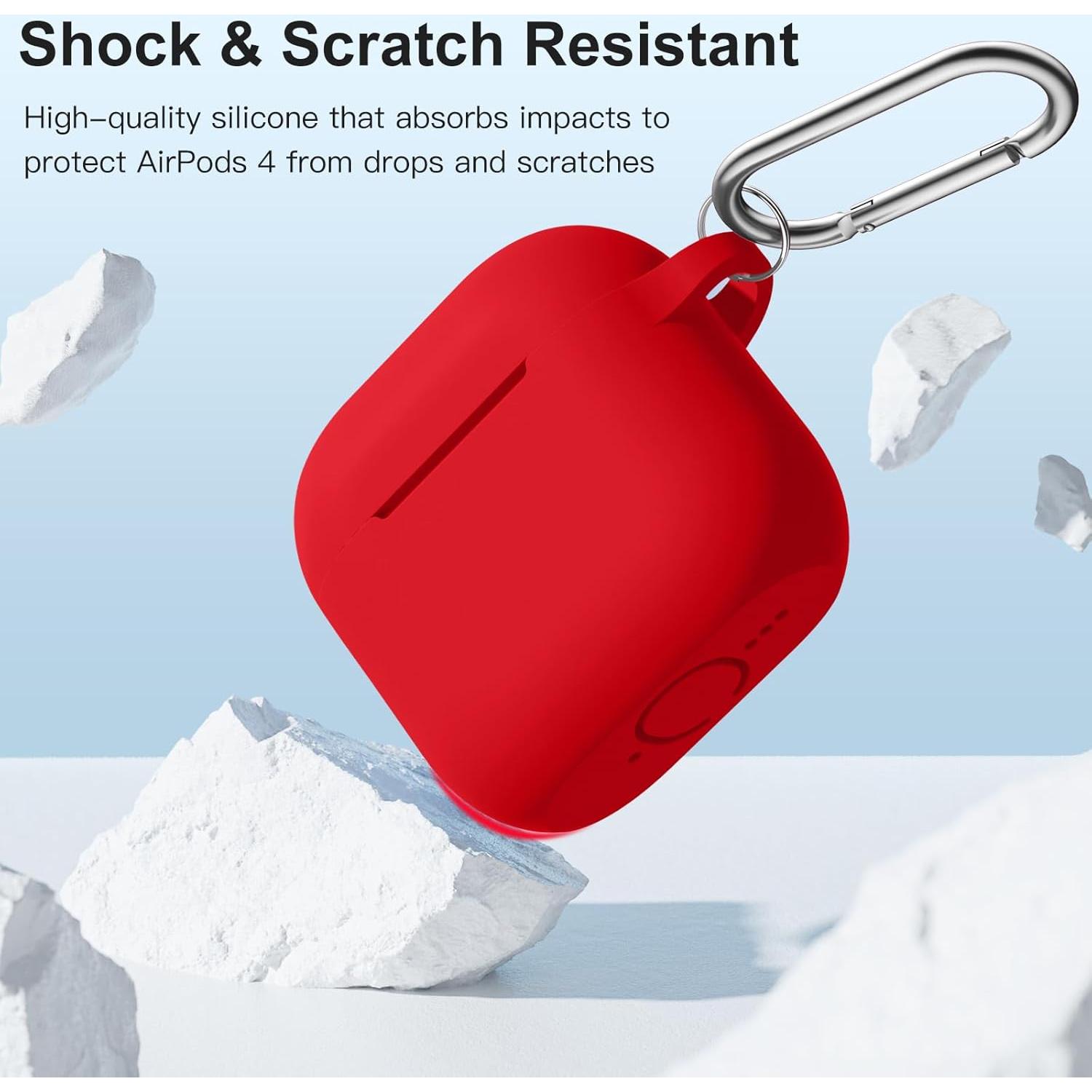 Funda de Silicona DaQin para AirPods 4 - Rojo, Ajuste Perfecto