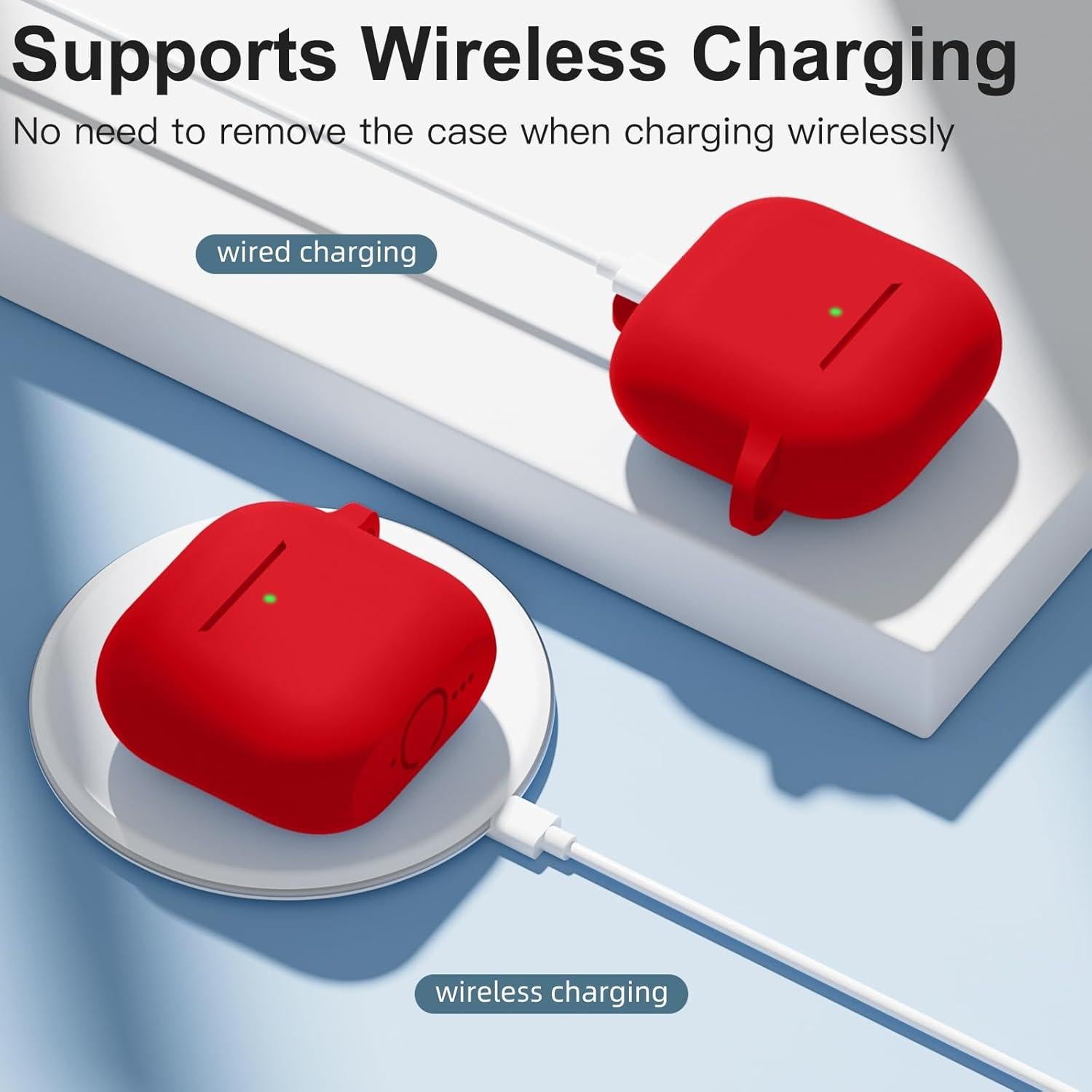 Funda de Silicona DaQin para AirPods 4 - Rojo, Ajuste Perfecto