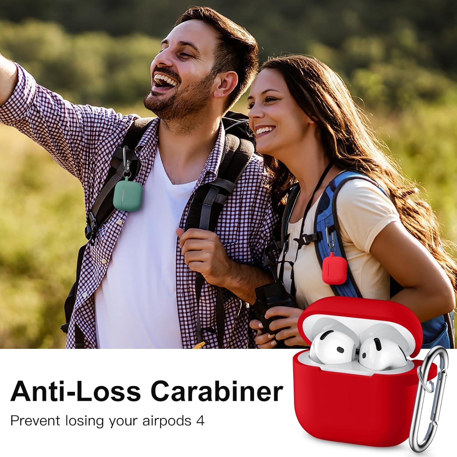 Funda de Silicona DaQin para AirPods 4 - Rojo, Ajuste Perfecto