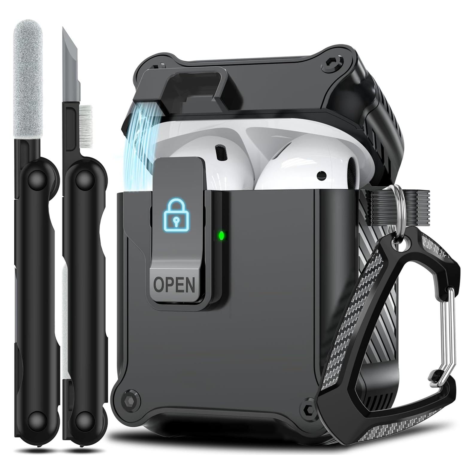 Funda Protectora RFUNGUANGO para AirPods 1ra y 2da - Negro