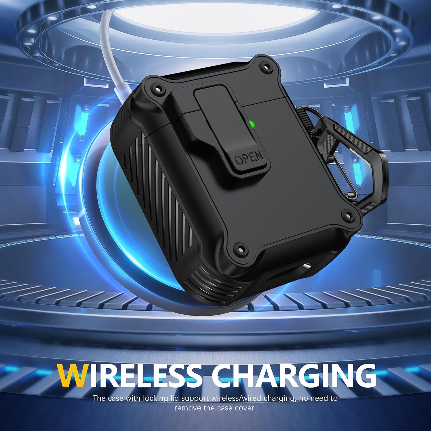 Funda Protectora RFUNGUANGO para AirPods 1ra y 2da - Negro