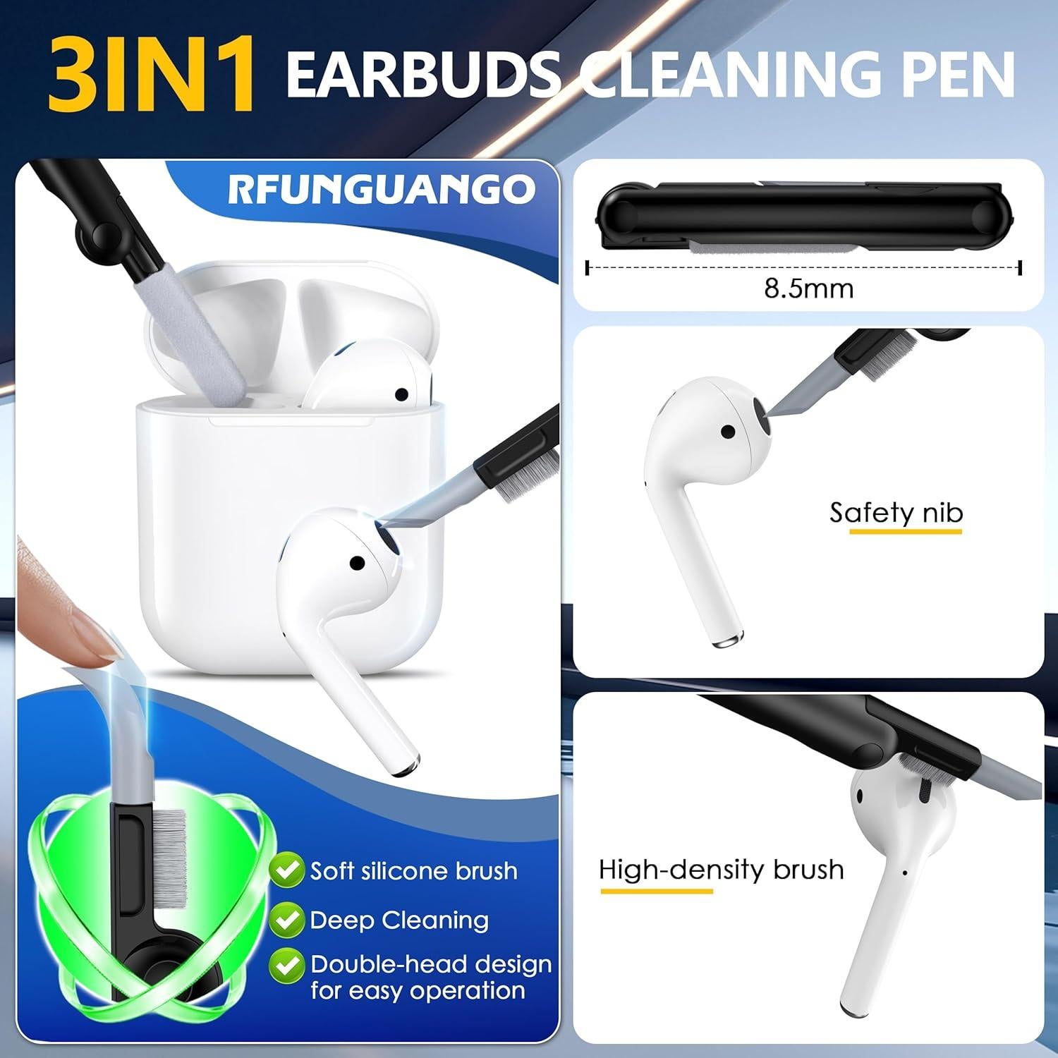 Funda Protectora RFUNGUANGO para AirPods 1ra y 2da - Negro