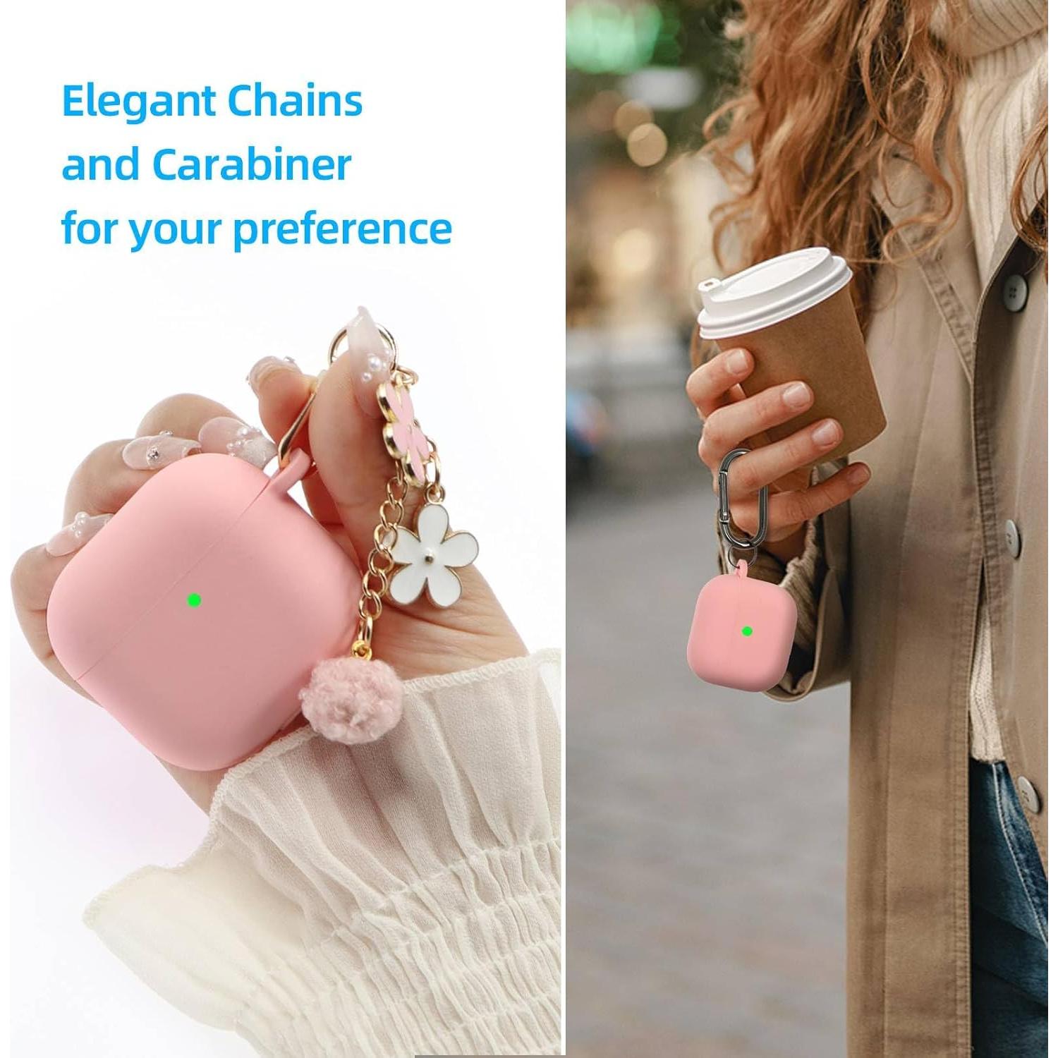 Funda Protectora Silicona Rosa para AirPods 4 CASEFUN con Kit