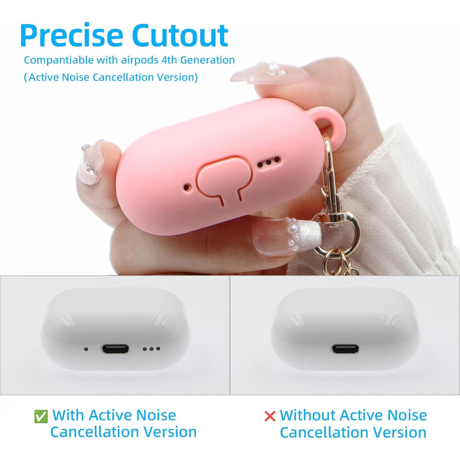 Funda Protectora Silicona Rosa para AirPods 4 CASEFUN con Kit