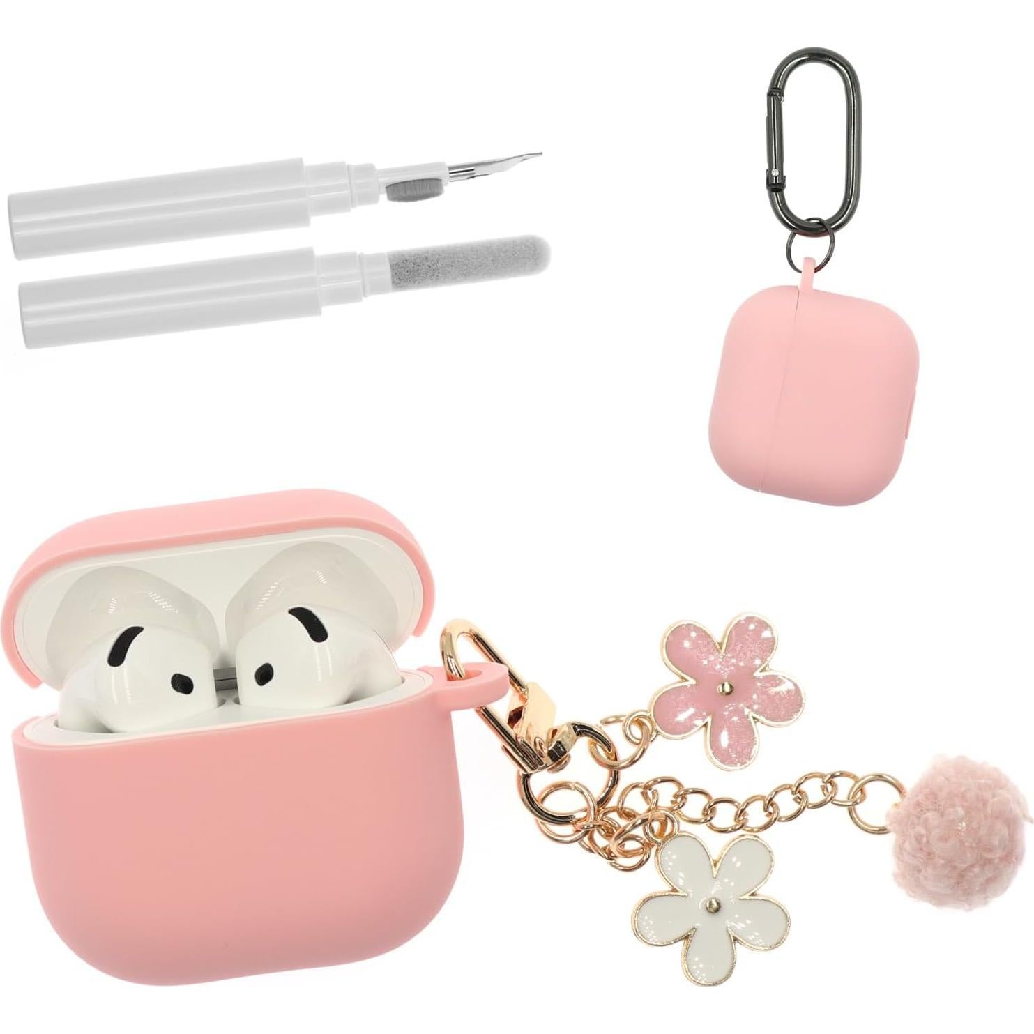 Funda Protectora Silicona Rosa para AirPods 4 CASEFUN con Kit