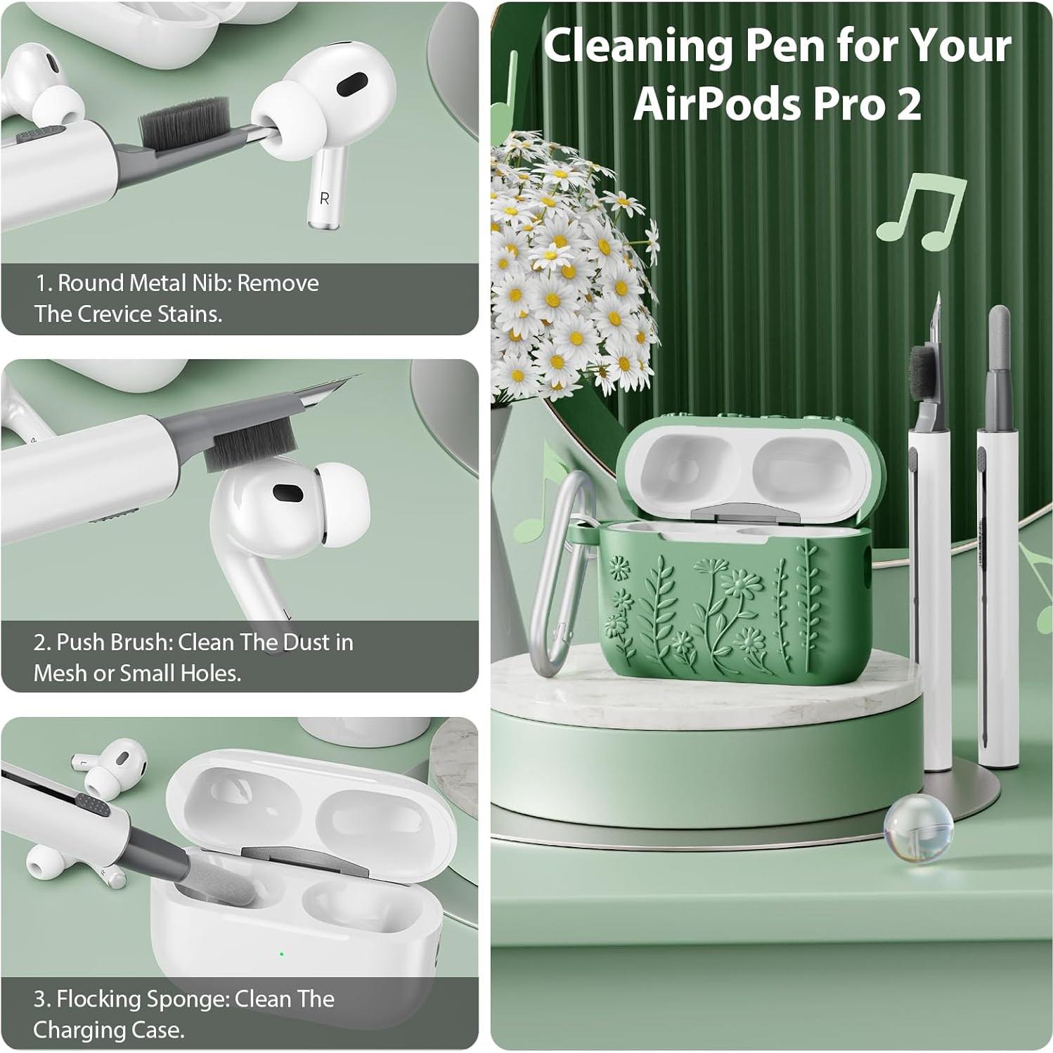 Funda AIRSPO Verde para AirPods Pro 2da Generación con Kit de Limpieza