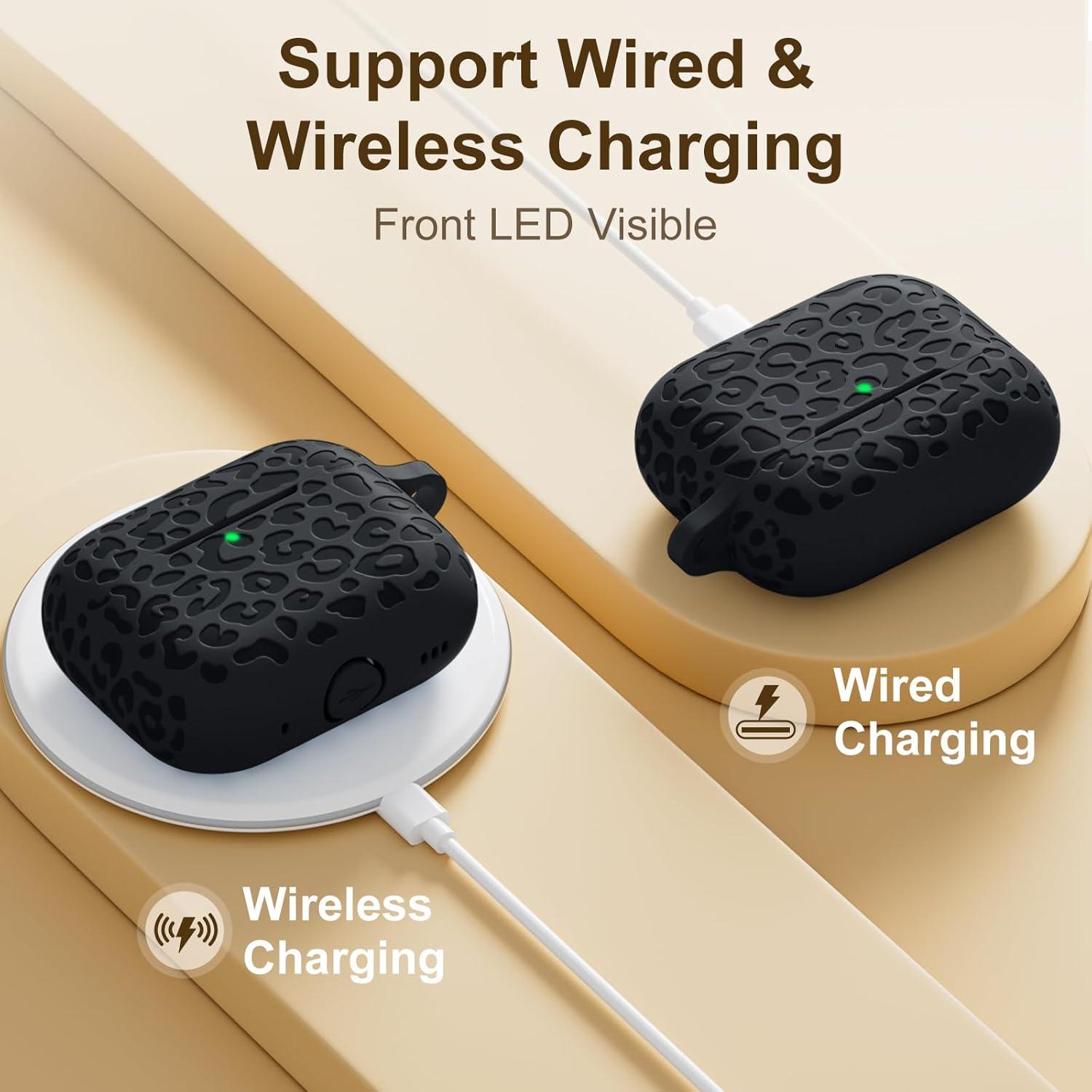 Funda de Silicona DGege para AirPods Pro 2 - Leopardo Negro