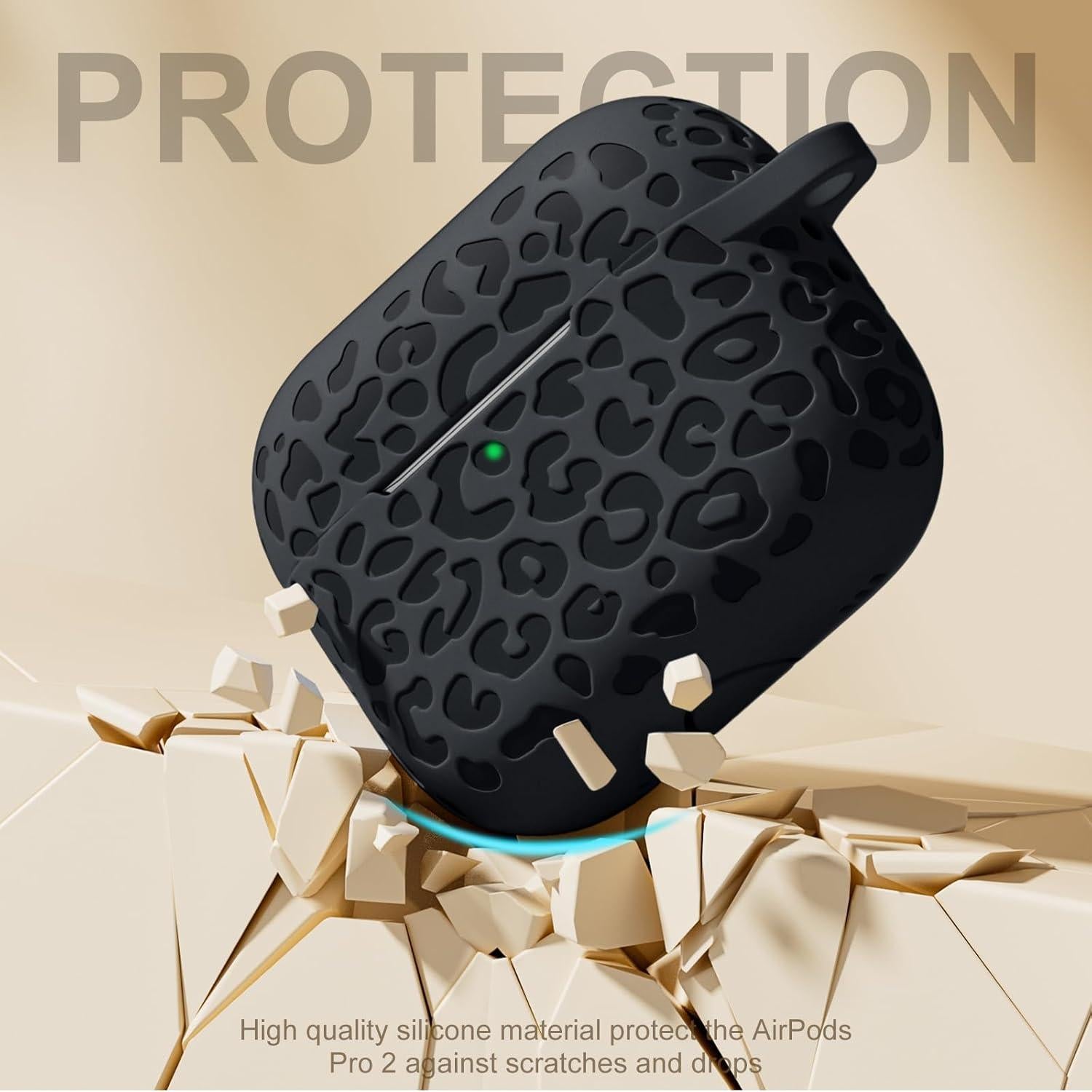 Funda de Silicona DGege para AirPods Pro 2 - Leopardo Negro
