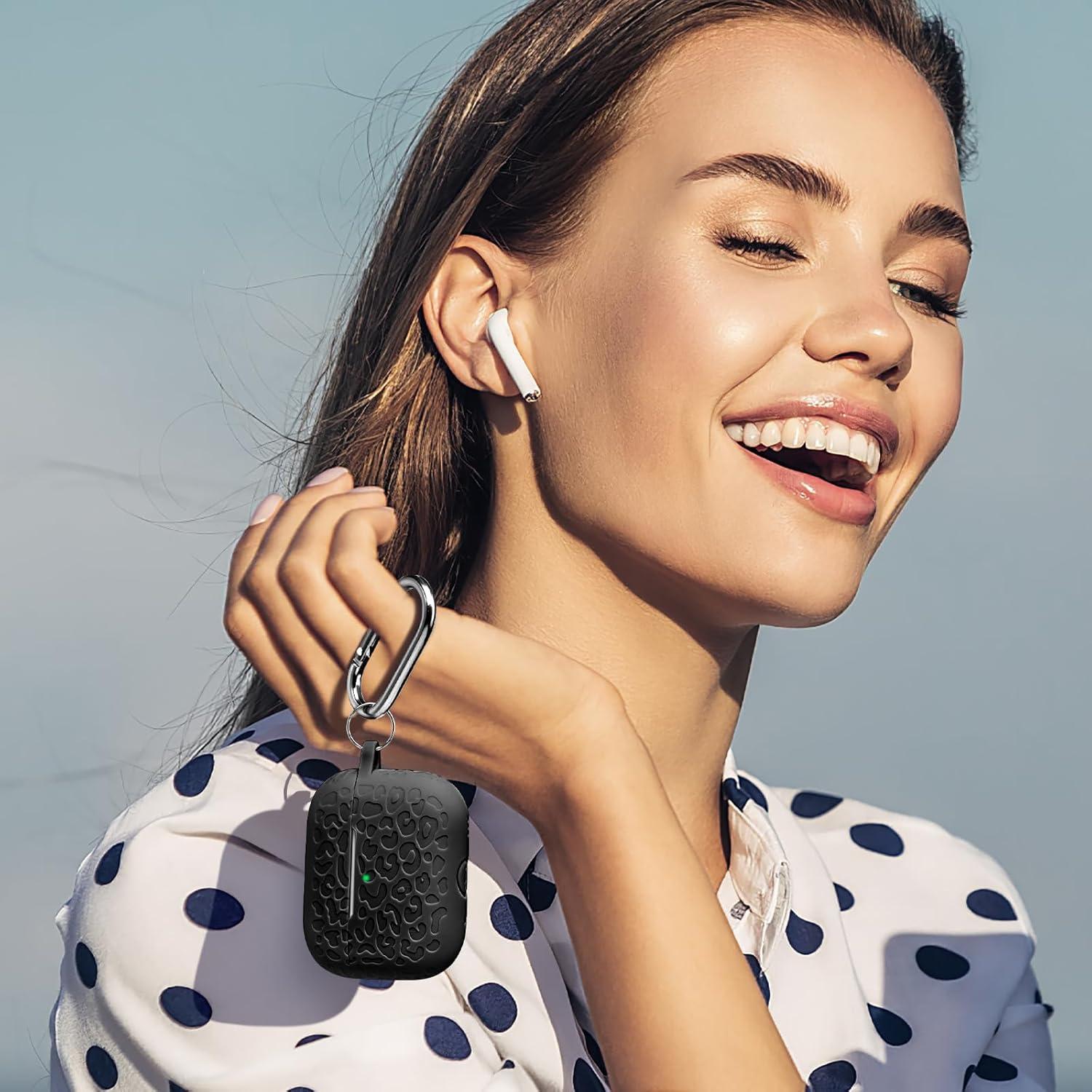 Funda de Silicona DGege para AirPods Pro 2 - Leopardo Negro