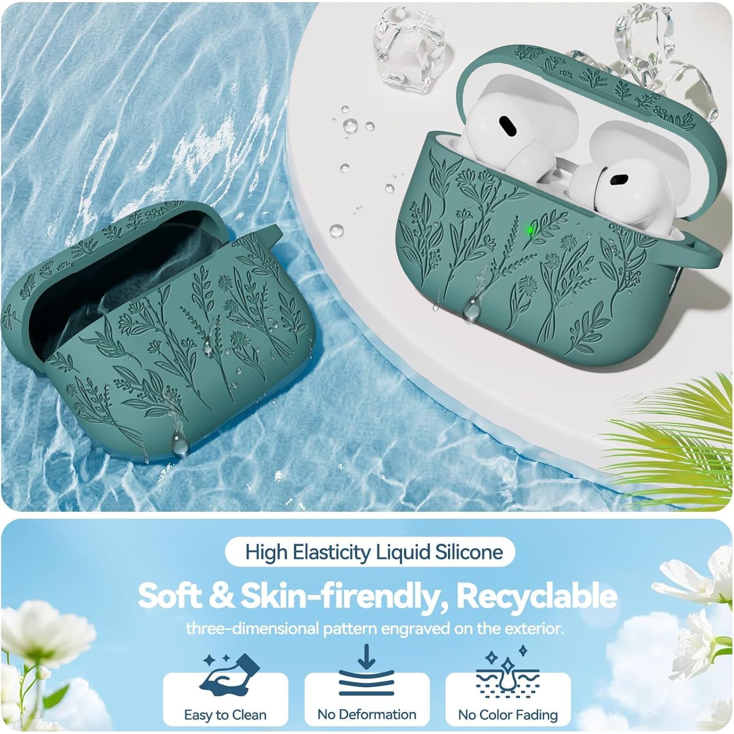 Funda protectora Ekoonpft para AirPods Pro 1ª/2ª generación - Verde Pino