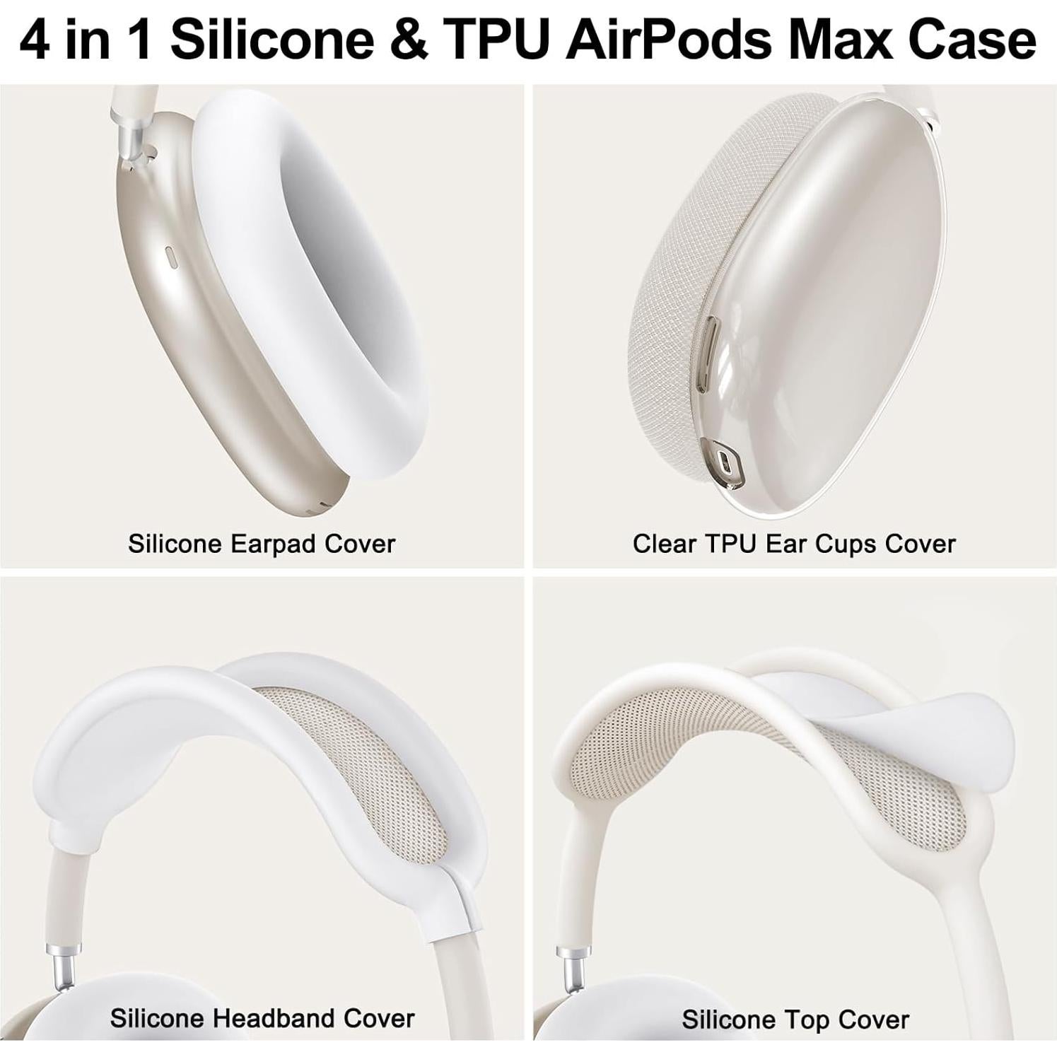 Funda 4 en 1 para AirPods Max MINDRESY Transparente TPU