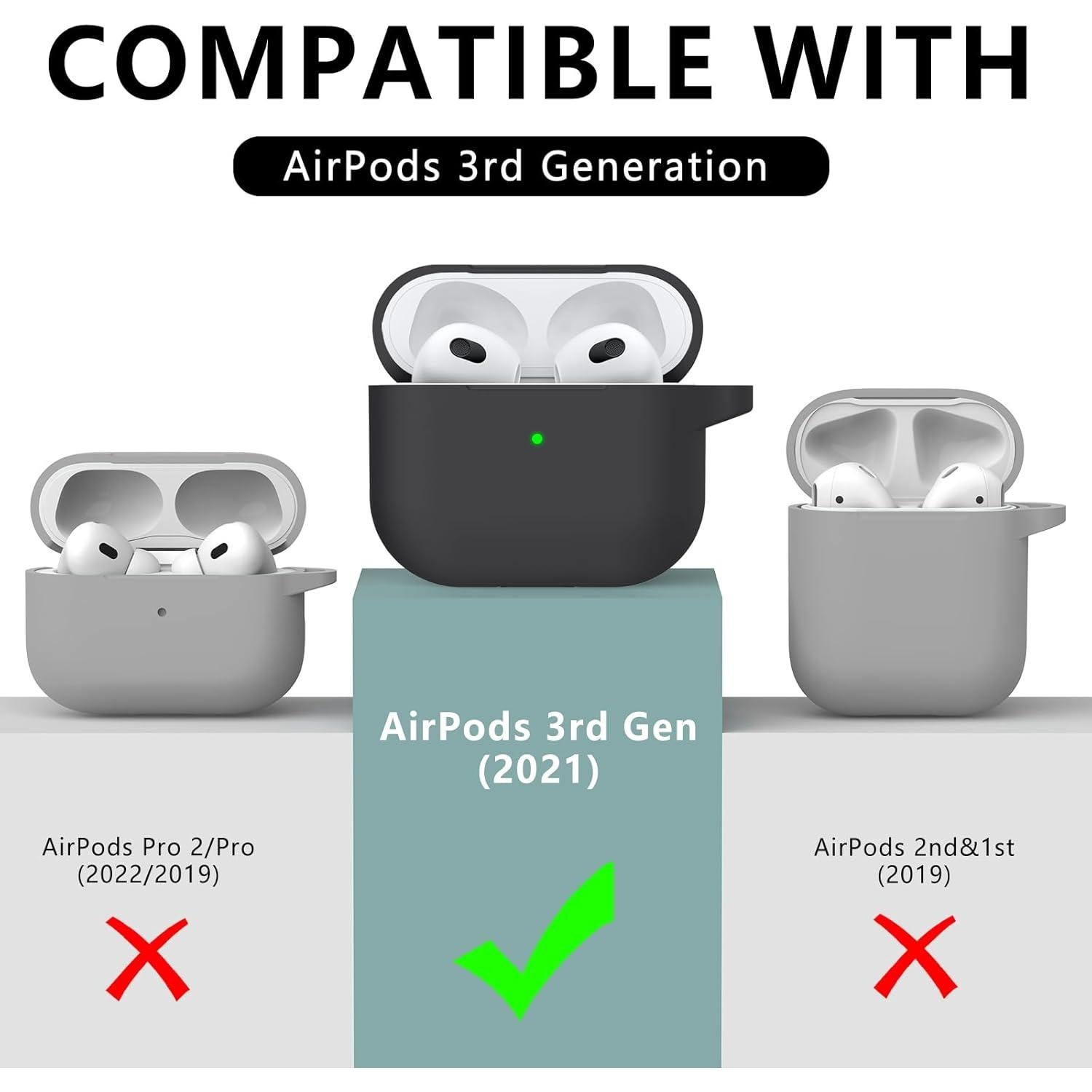 Funda Protectora de Silicona para AirPods 3ra Generación - Negro