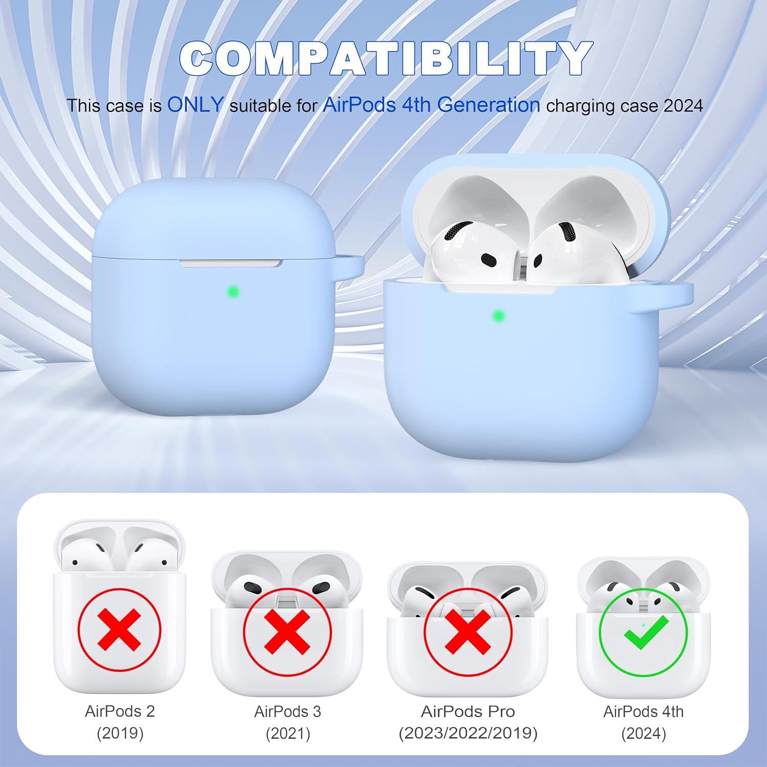 Funda de Silicona para AirPods 4ta Gen MHYALUDO Azul Cielo