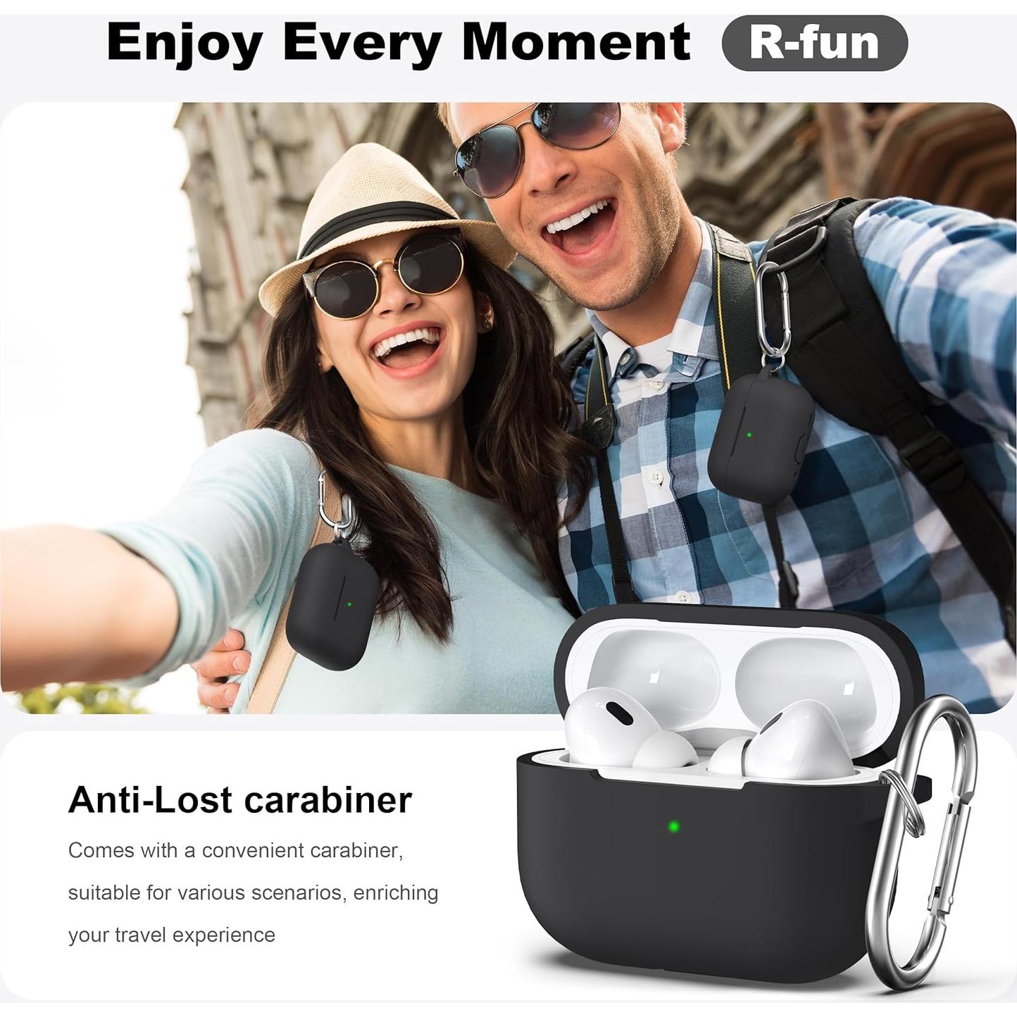 Funda de Silicona R-fun para AirPods Pro 2da/1ra Gen Negra