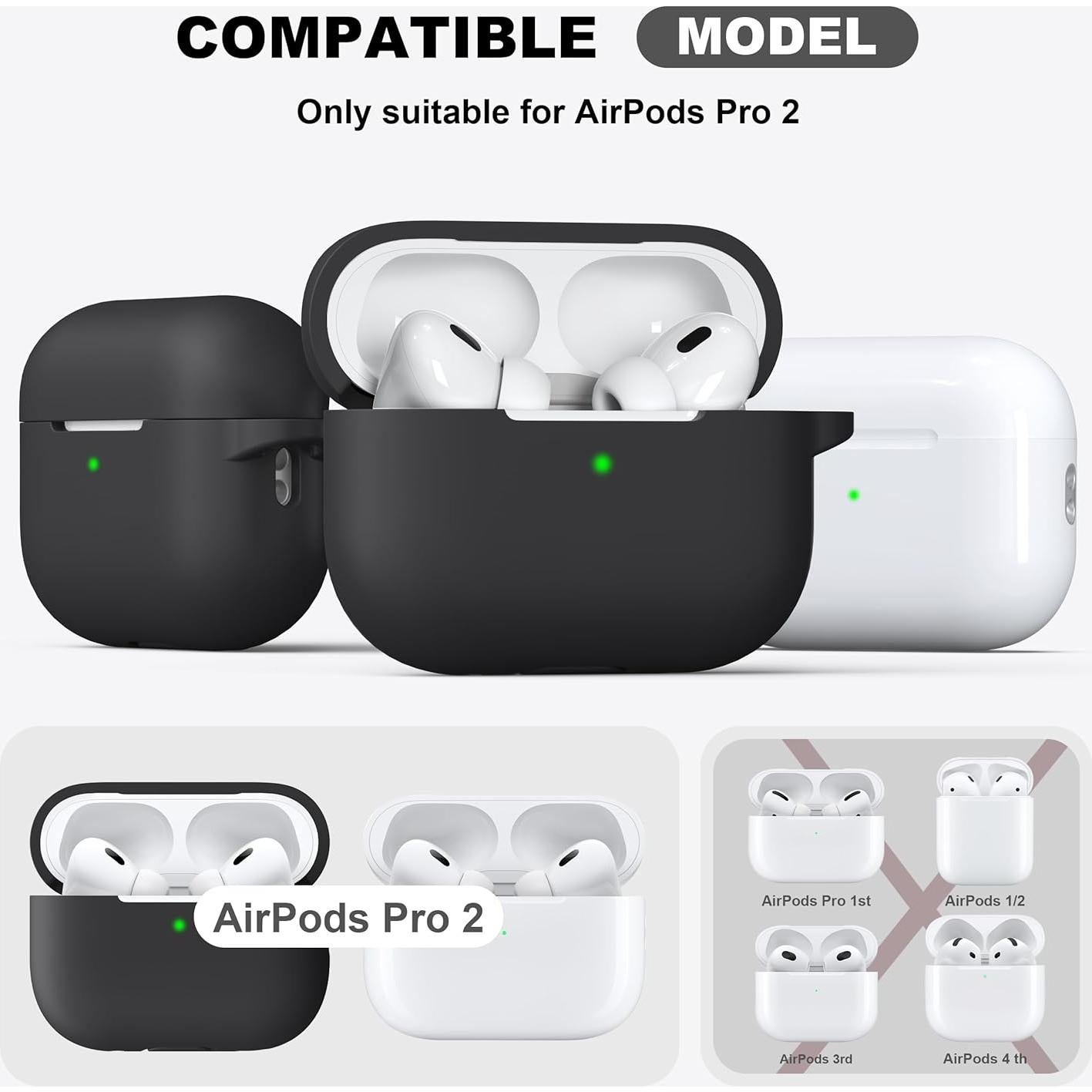 Funda de Silicona R-fun para AirPods Pro 2da/1ra Gen Negra