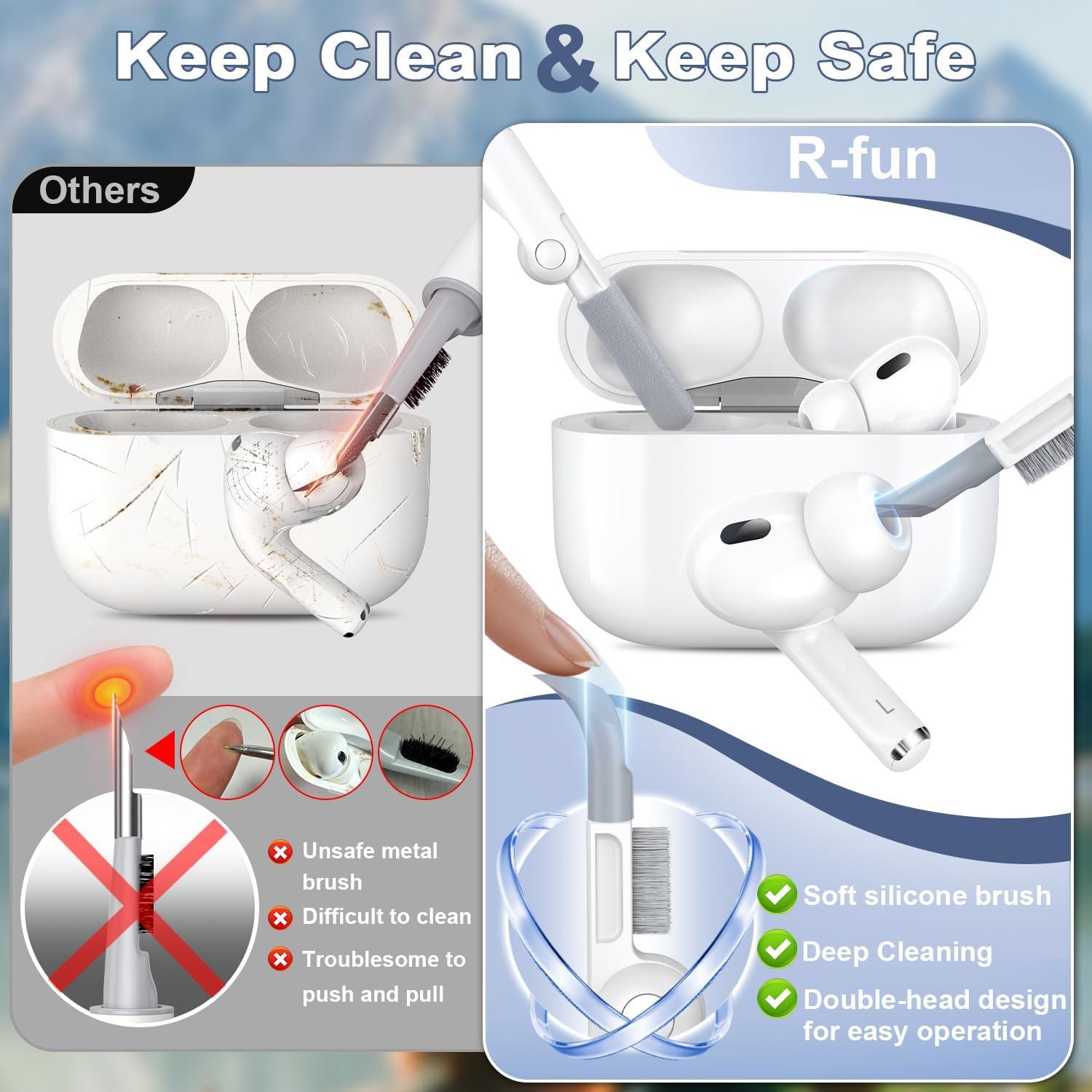 Funda de Silicona R-fun para AirPods Pro 2da/1ra Gen Negra