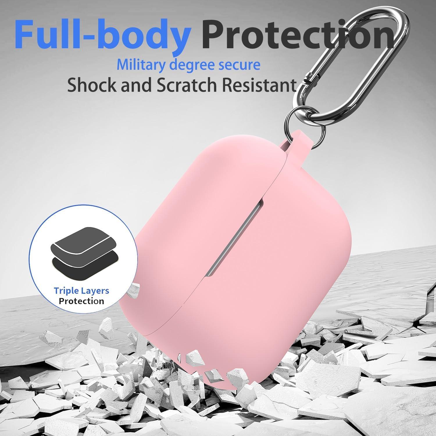 Funda de Silicona Rosa para Airpods Pro 2ª/1ª Gen con Llavero