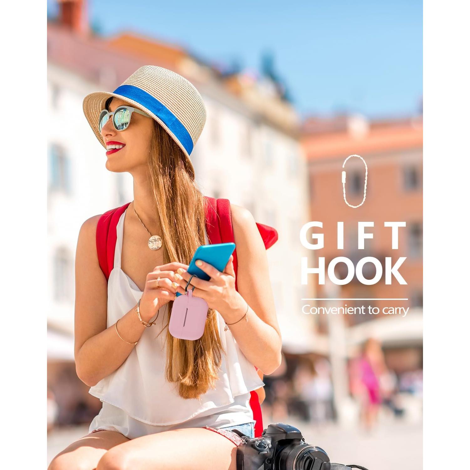 Funda de Silicona Rosa para Airpods Pro 2ª/1ª Gen con Llavero