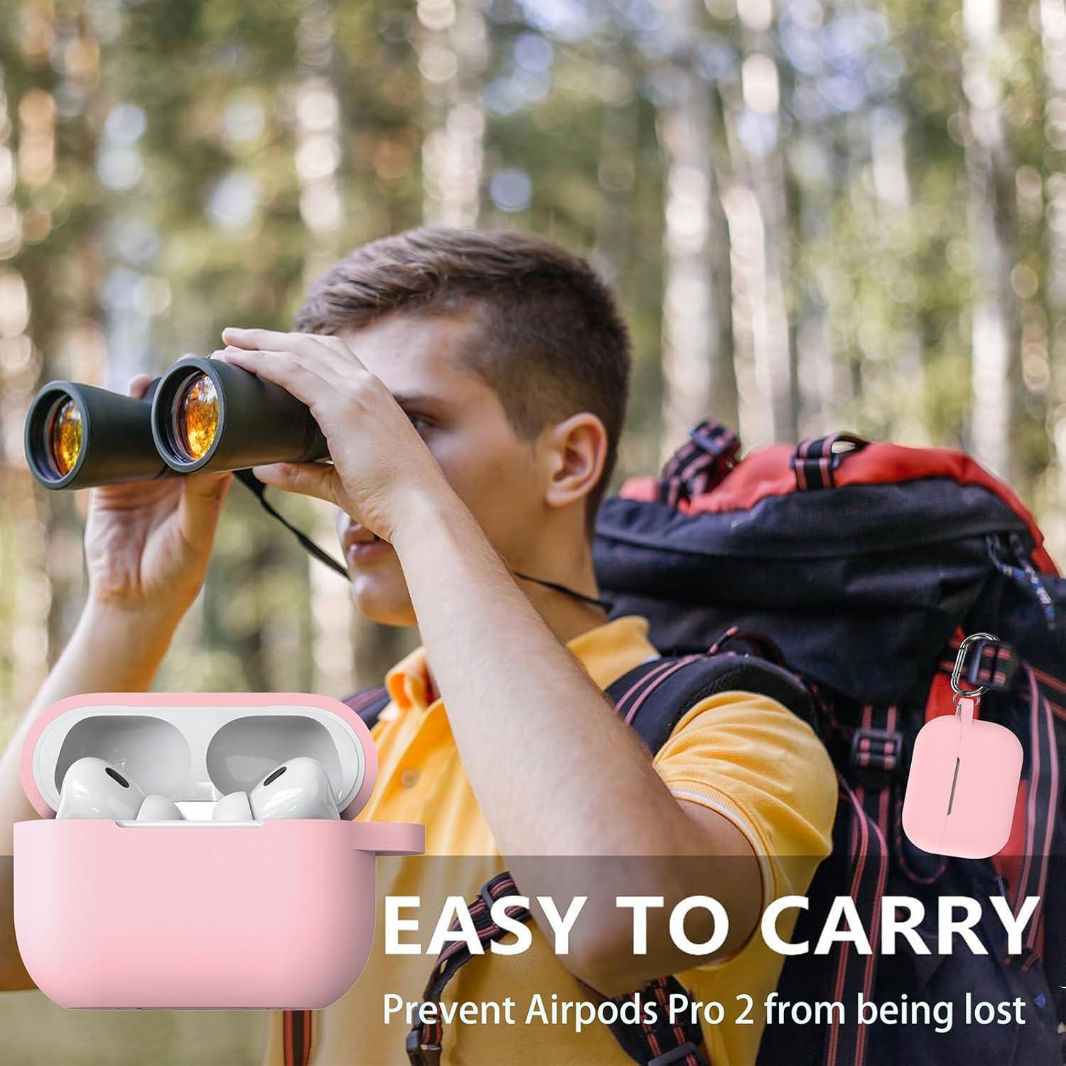 Funda de Silicona Rosa para Airpods Pro 2ª/1ª Gen con Llavero