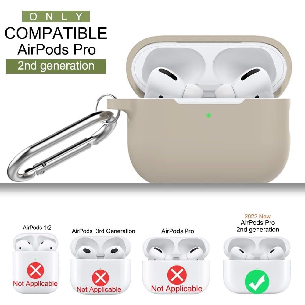Funda de Silicona para AirPods Pro 2da Gen HOOKMEMO Beige