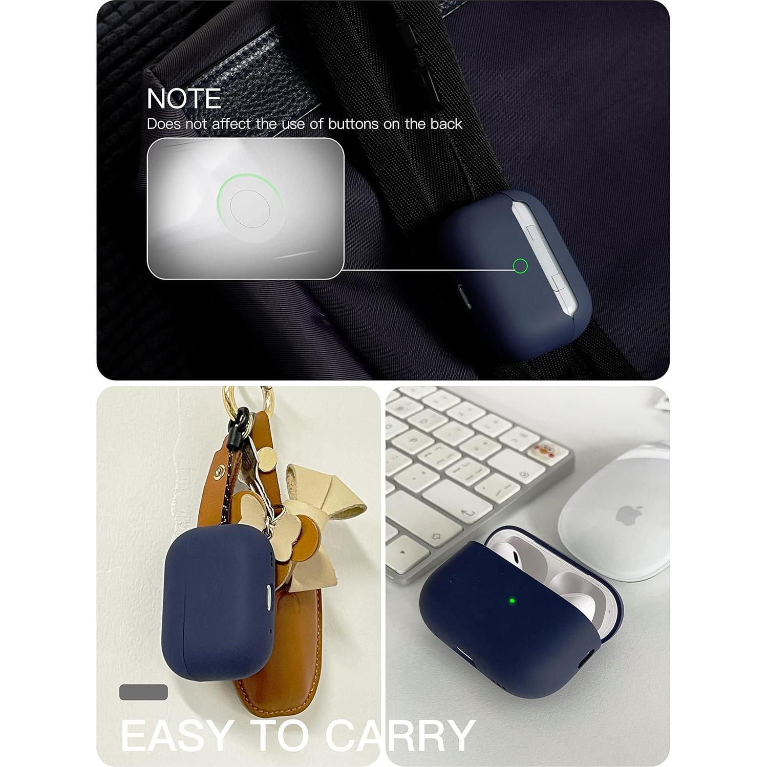 Funda de Silicona Líquida VEIRRW para AirPods Pro 2 - Azul Medianoche