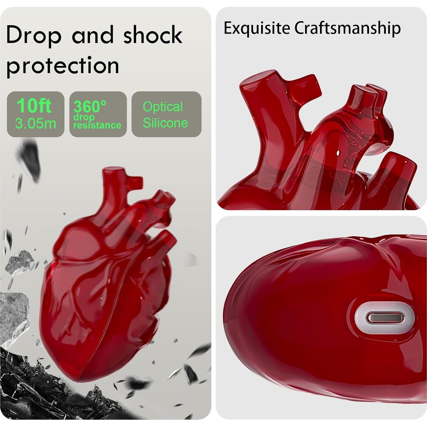 Funda Protectora Silicona Líquida Corazón Rojo para AirPods Pro