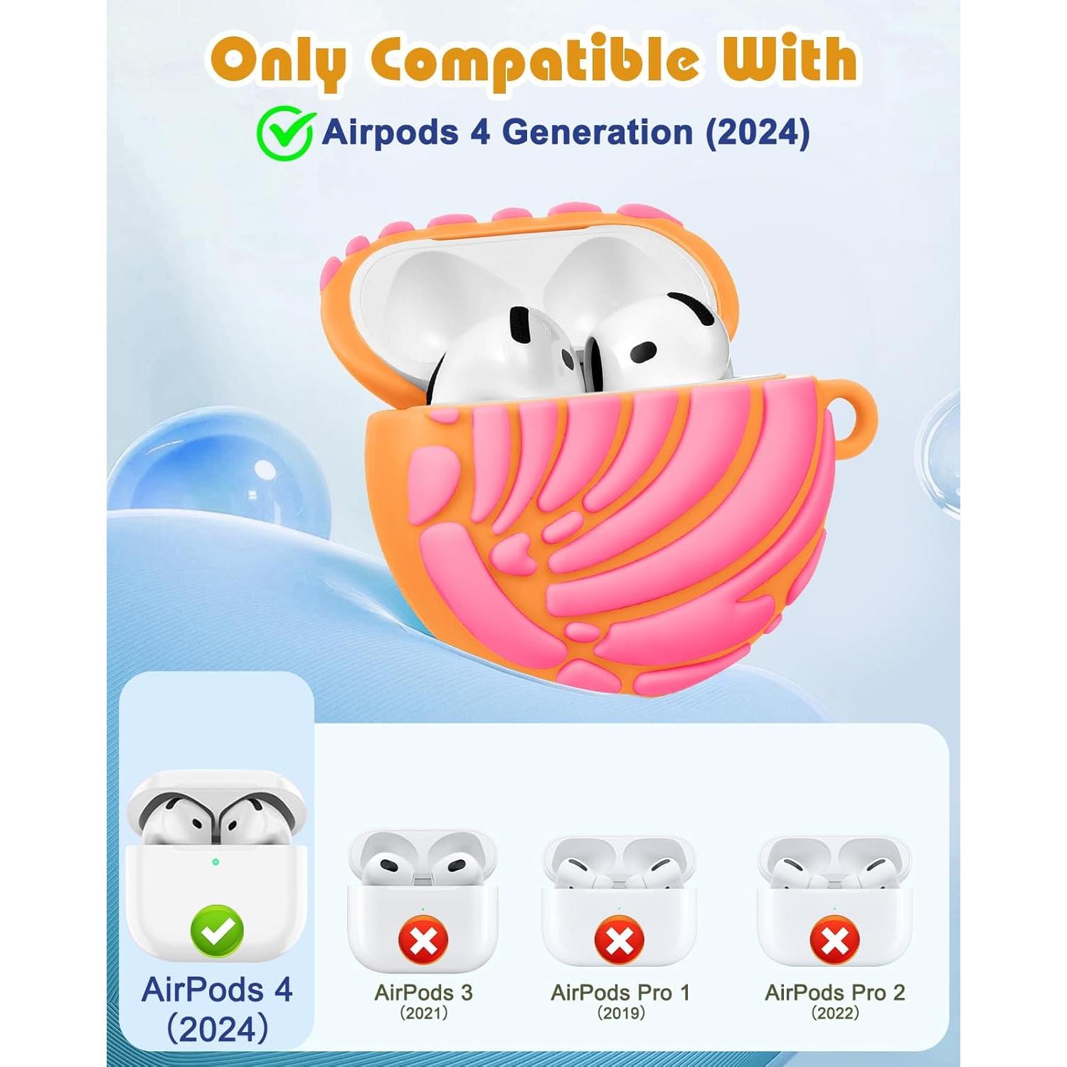 Funda de Silicona Rosa Boaretiu para AirPods 4 - Diseño Kawaii