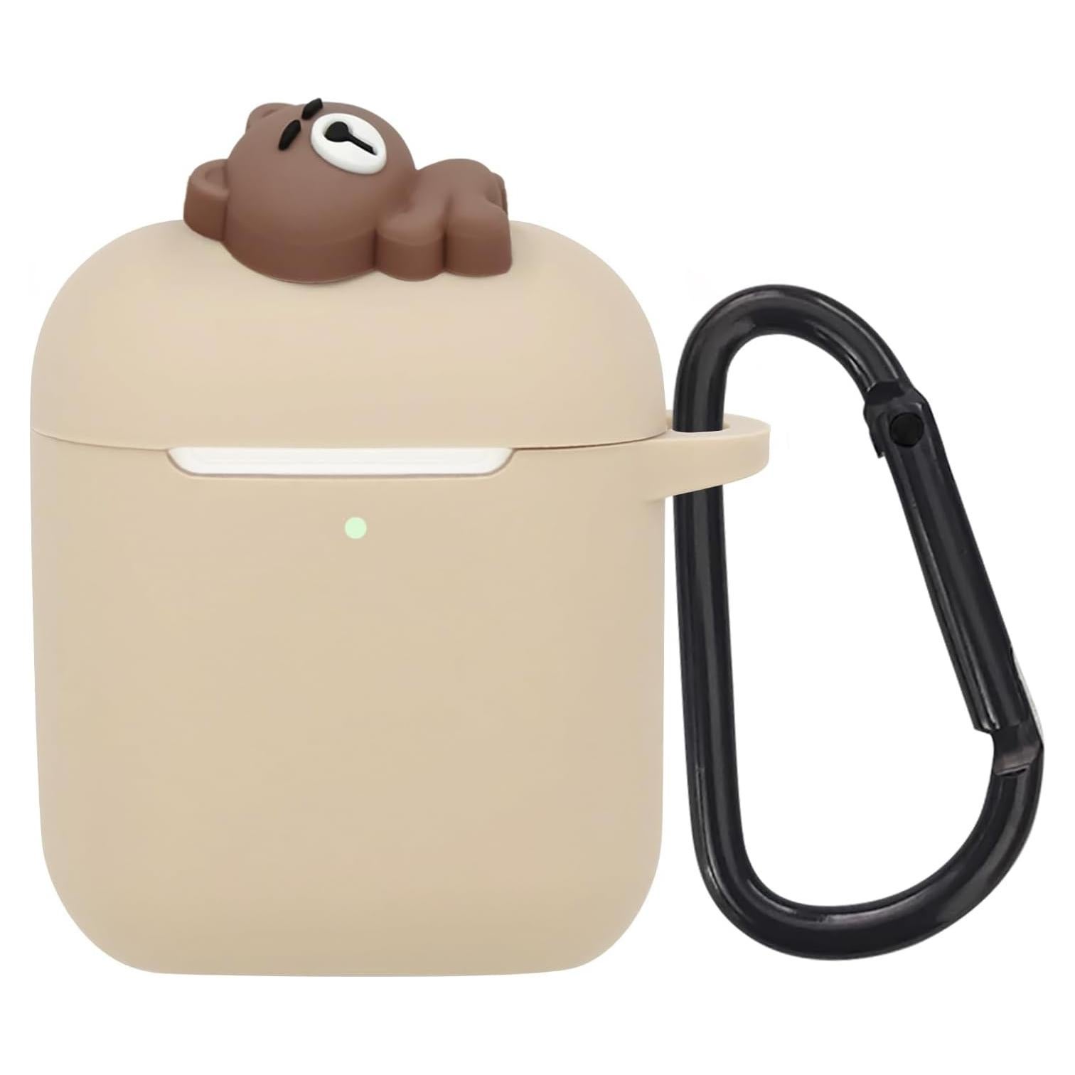 Funda de Silicona Wonhibo para AirPods 1 y 2 - Oso Caqui